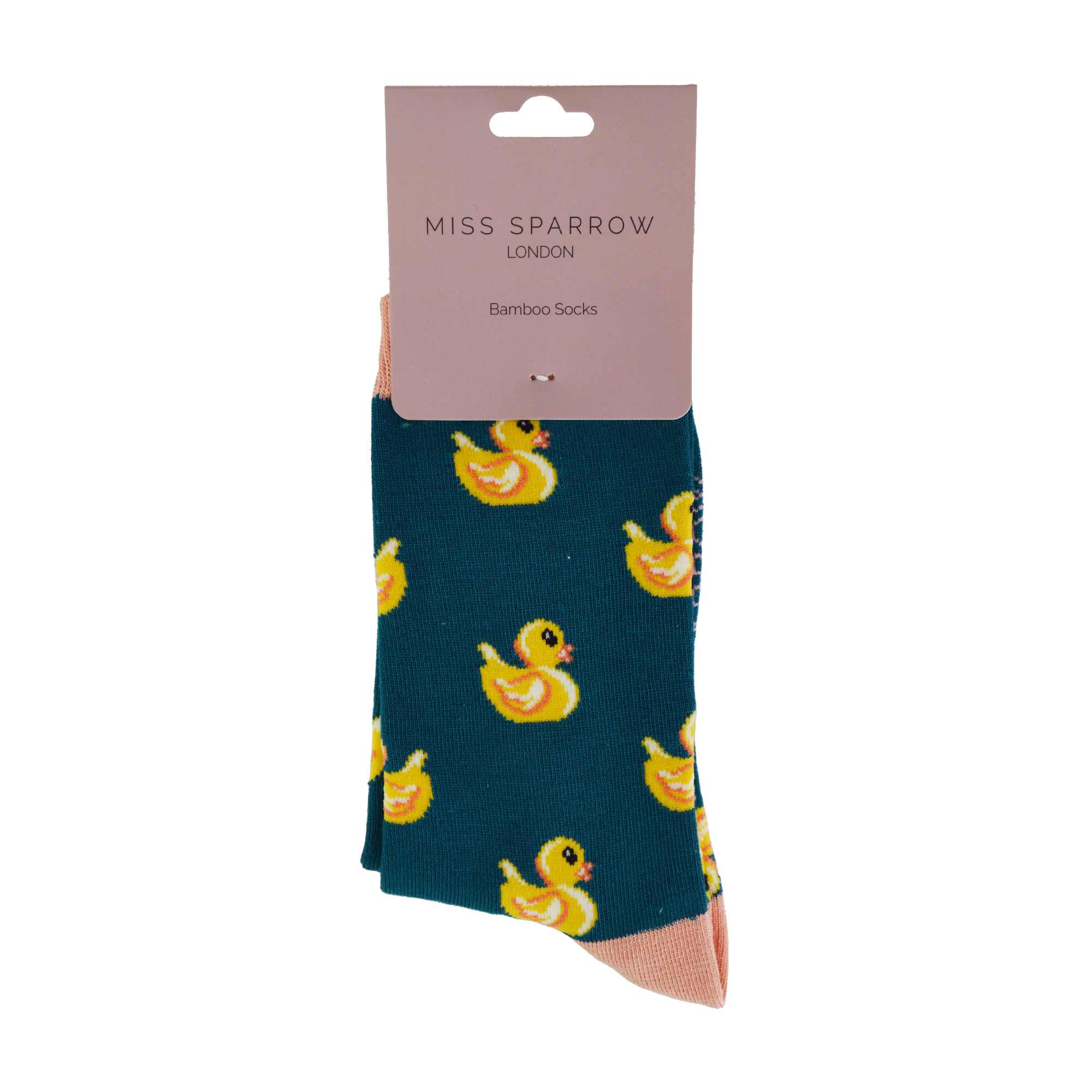 Teal 1 Pack Novelty Teal Rubber Duck Bamboo Socks, Image 5 of 5