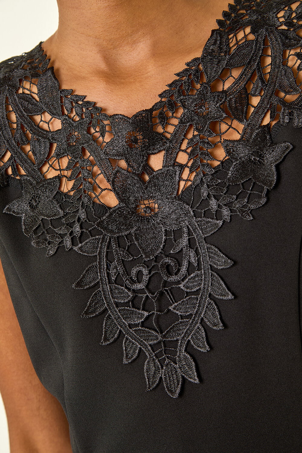Black Lace Ponte Peplum Top, Image 6 of 5