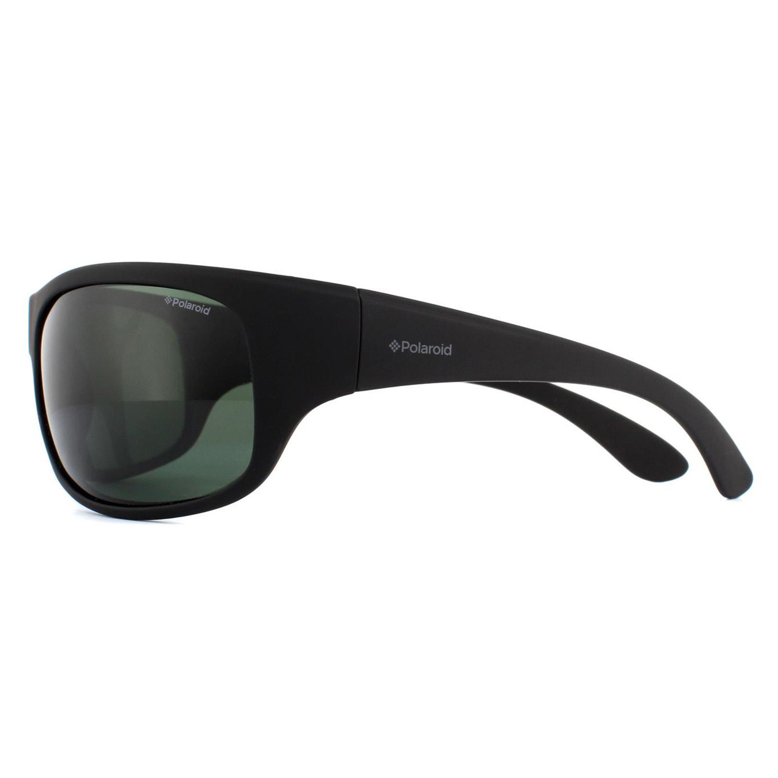 Black Sport Wrap Black Green Polarized Sunglasses, Image 3 of 4