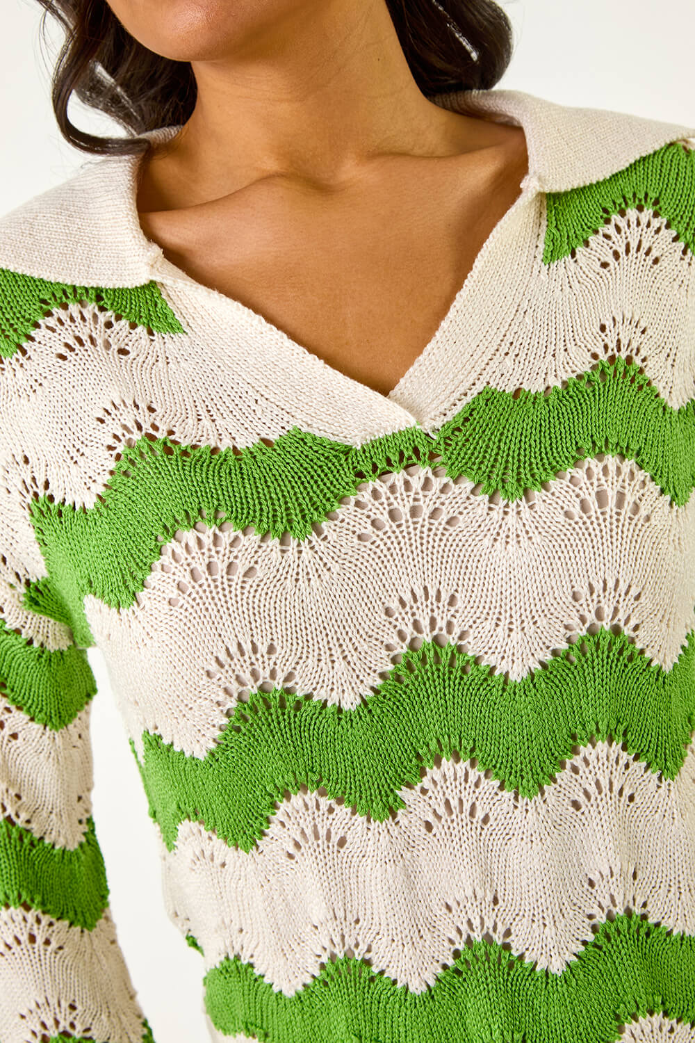 Green Wave Polo Knit Jumper , Image 6 of 5