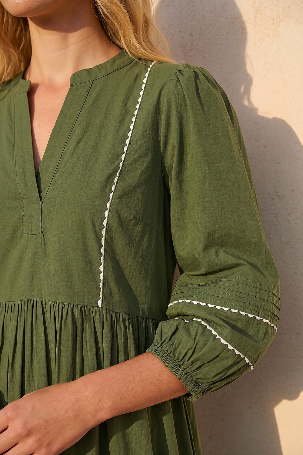 Green Ric Rac Collared Midi Dress, Image 5 of 4