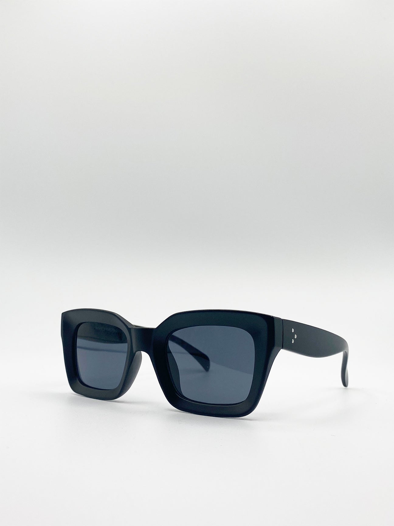 Black SVNX Black Plastic Oversized Frame Square Sunglasses, Image 2 of 4