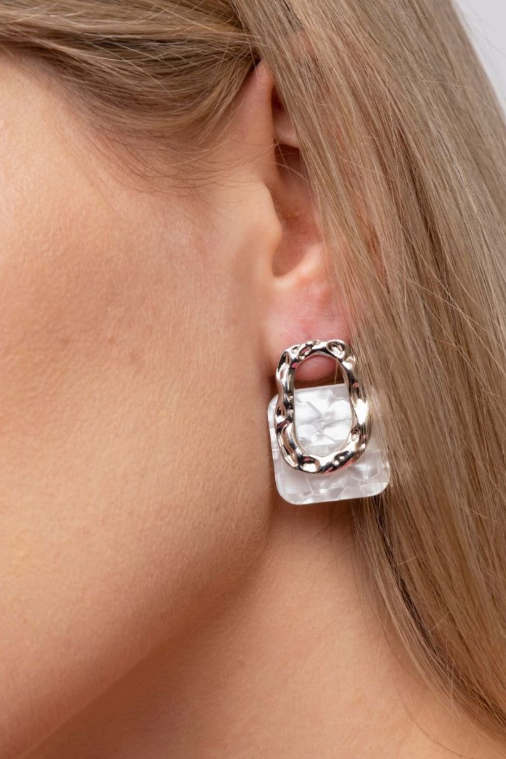 Silver The Colourful Aura Geometric Hollow Square Drop Earrings, Image 1 of 2
