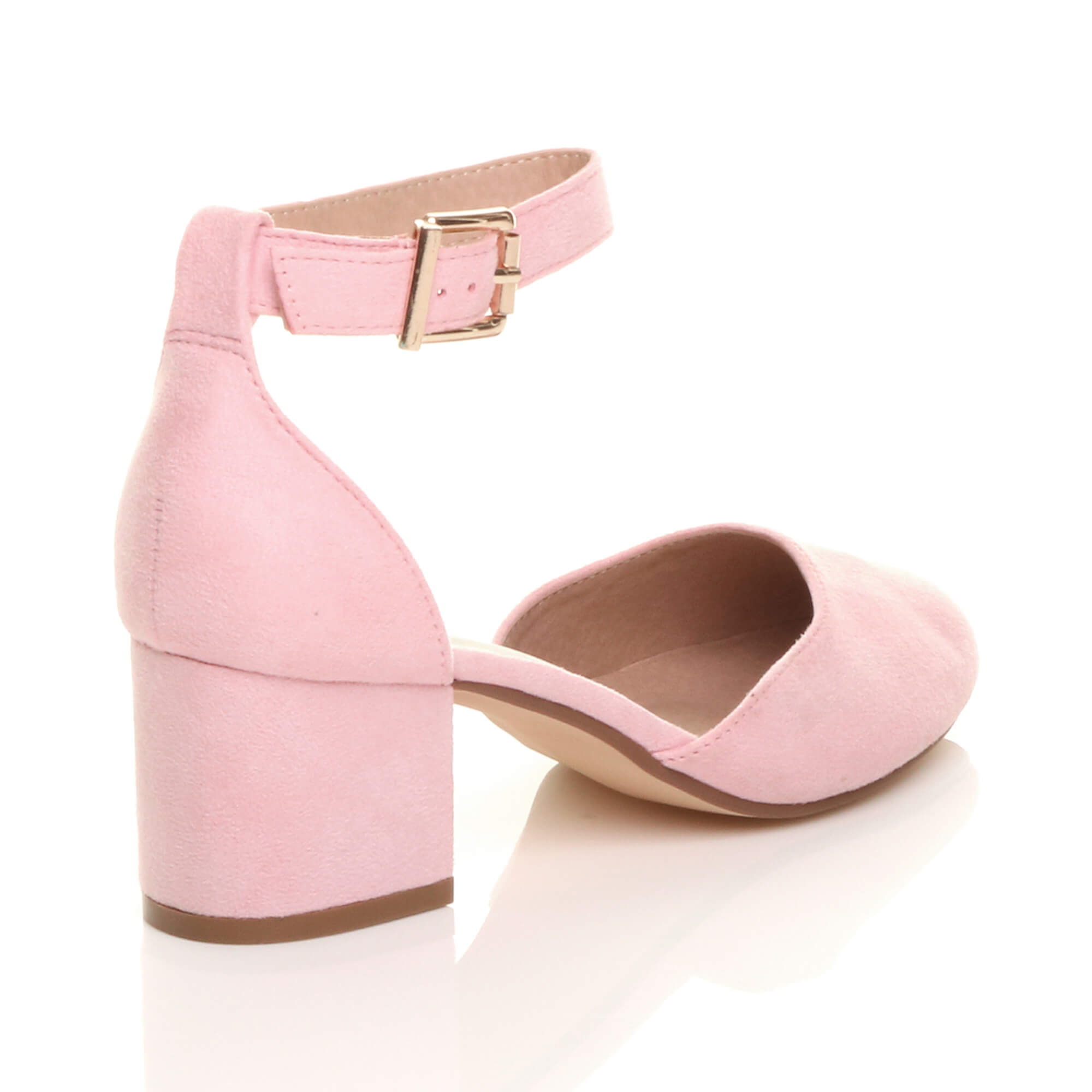 Light Pink AJVANI Light Pink Mid Block Heel Ankle Strap 2 Part Heels, Image 4 of 6