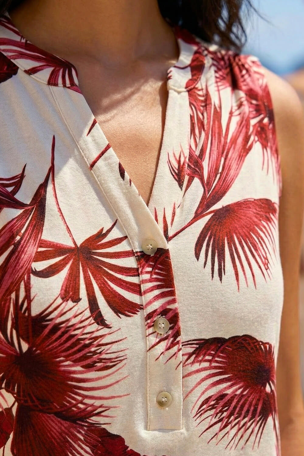 Wine Petite Leaf Print Stretch Tunic Top, Image 5 of 4