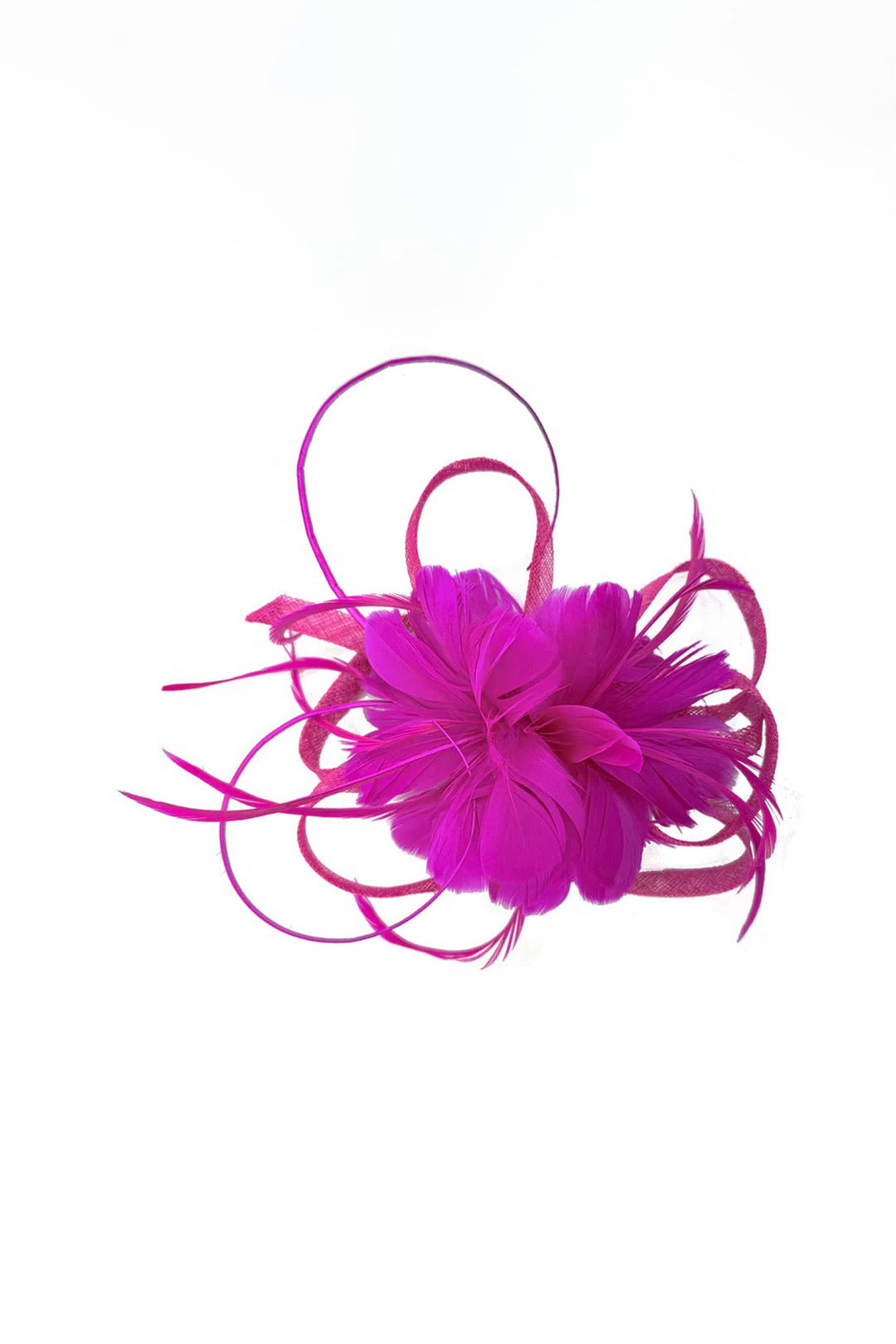 Fuchsia Floral Feather Fascinator with Loops, Image 2 of 2