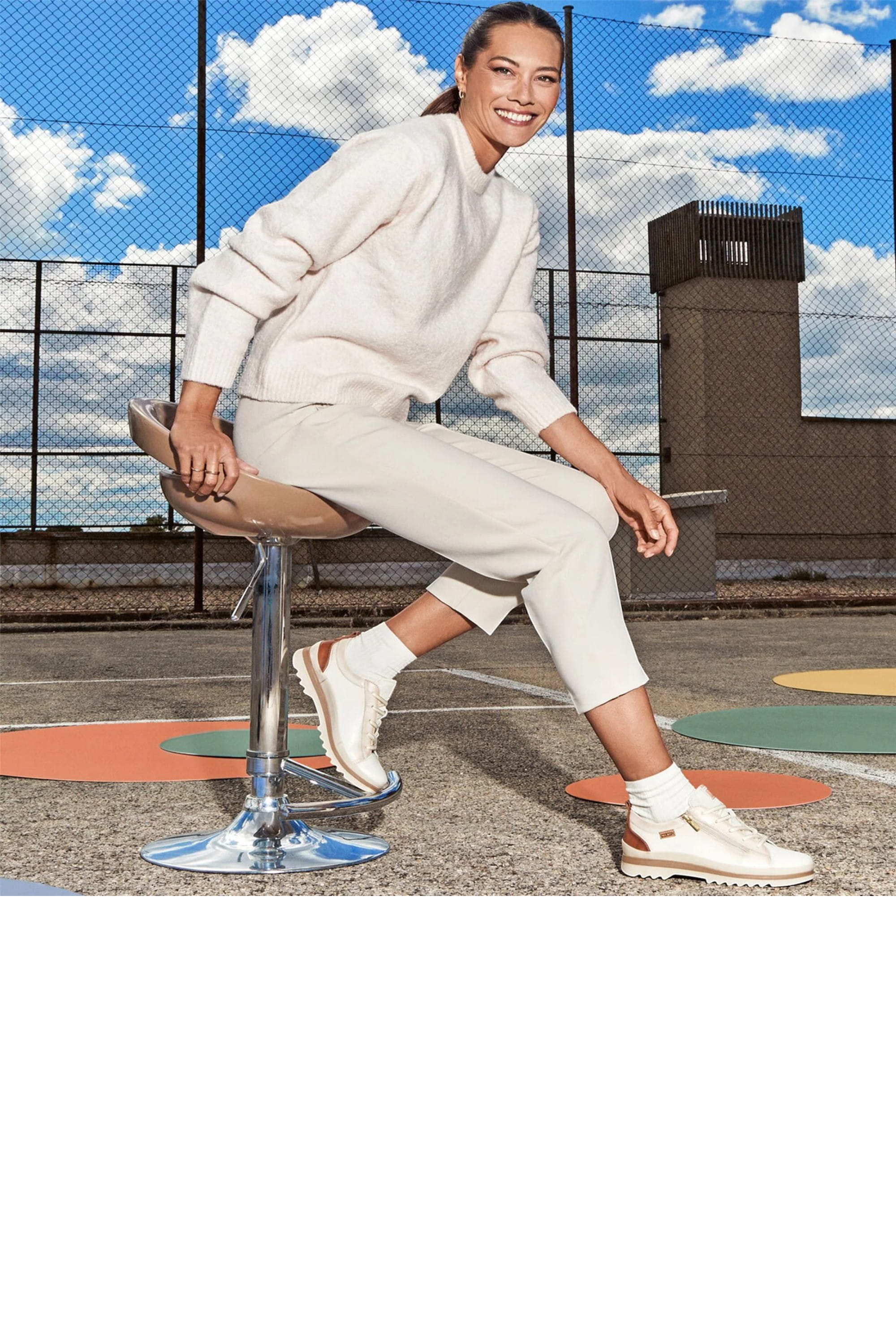 White Womens Laces Zipper Trainers -W3W-6979C1, Image 6 of 8