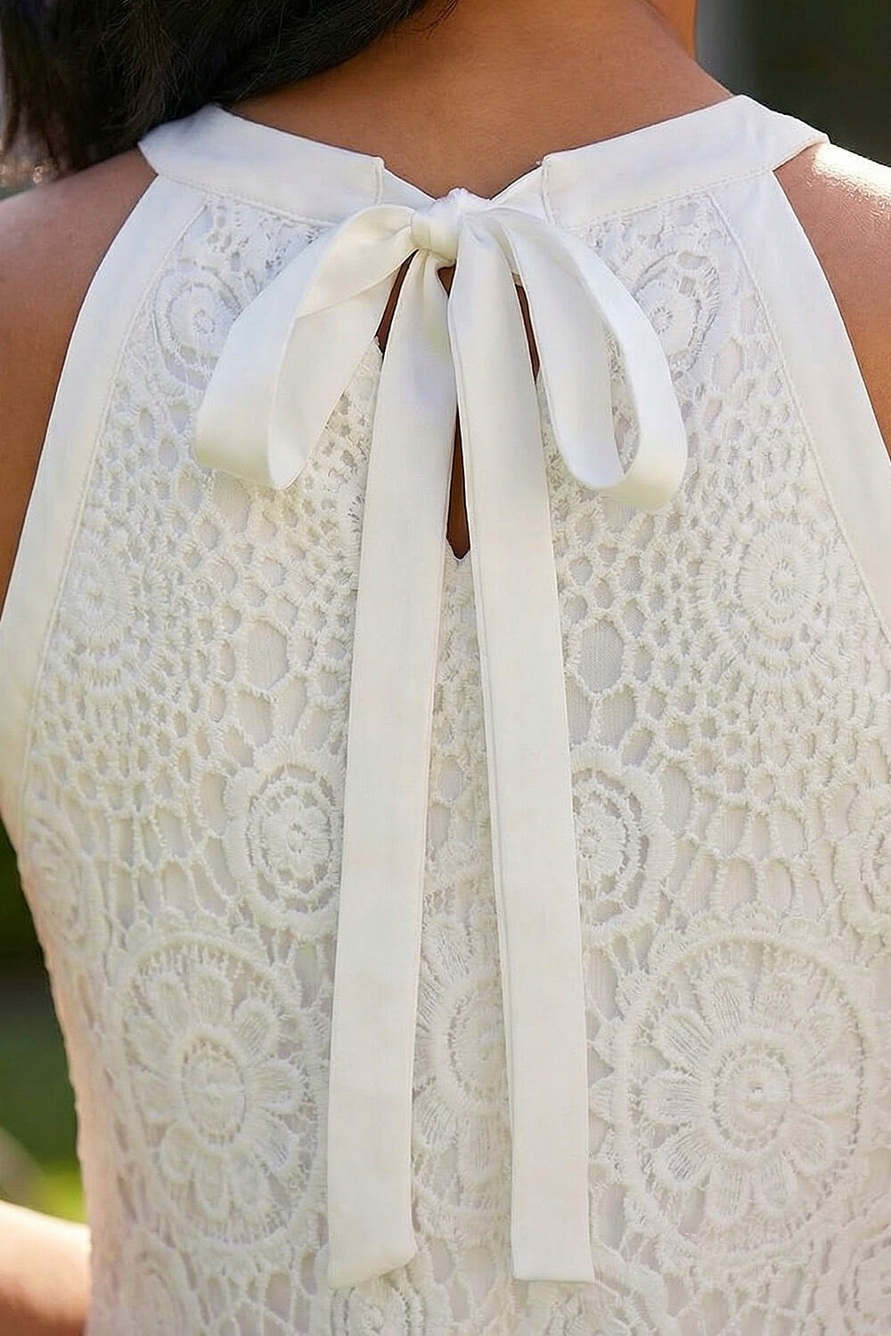 Ivory  Dusk Floral Crochet High Neck Dress , Image 5 of 4