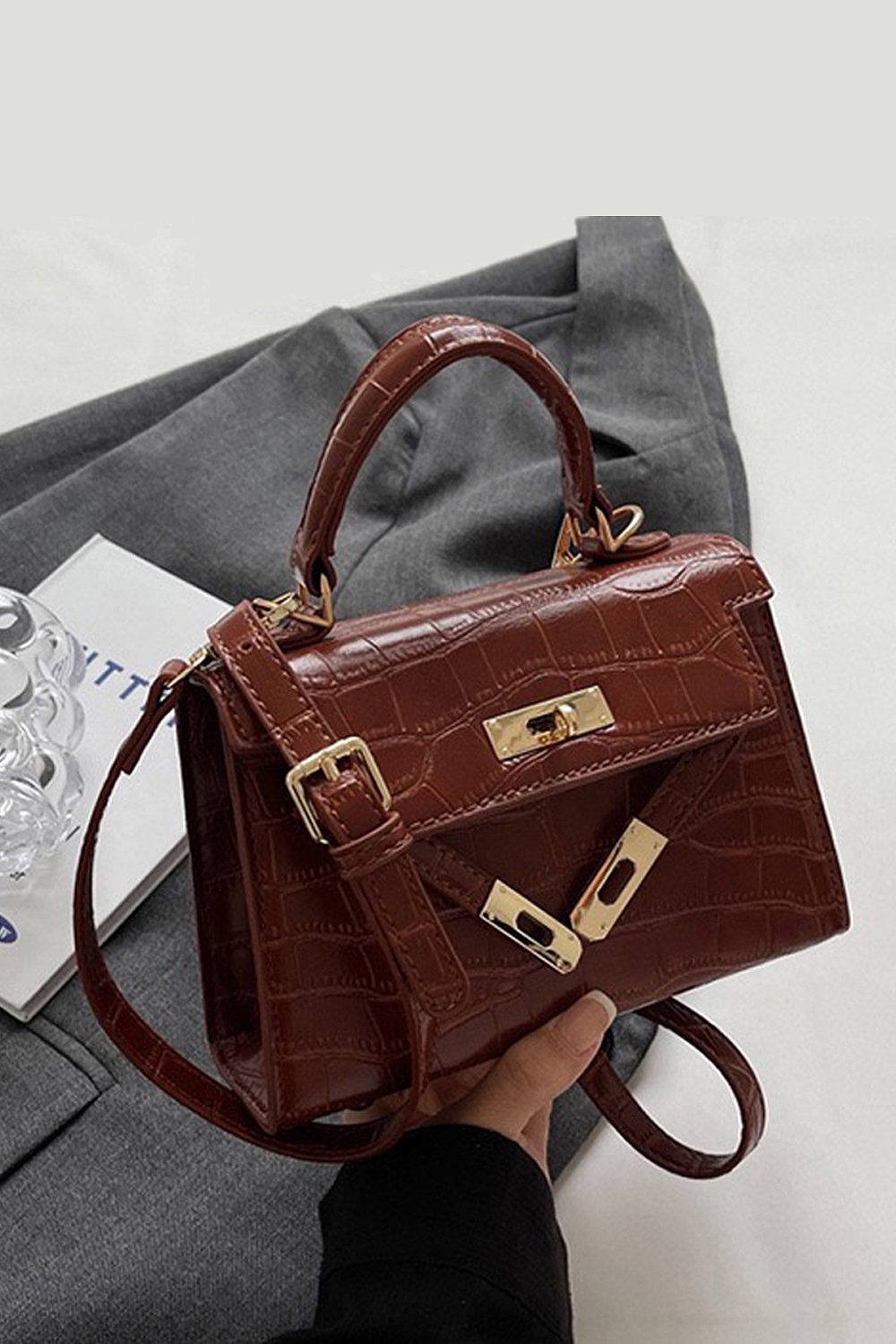 Brown 'Maya' Women's Satchel Bag With Adjustable And Detachable Strap