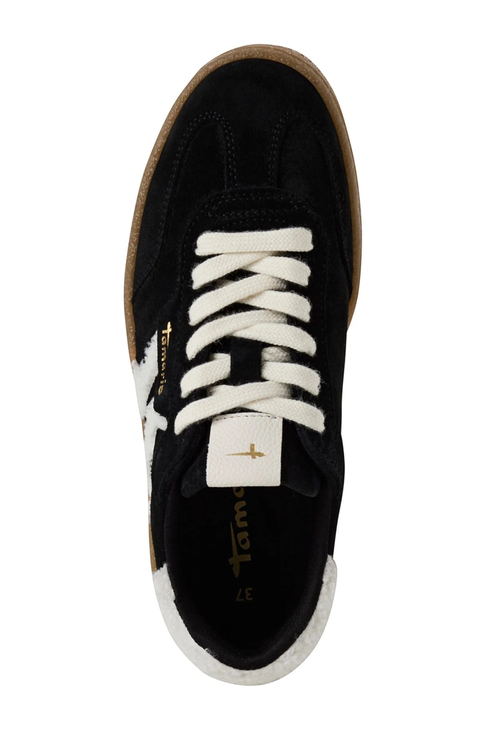 Black Tamaris Black Tamaris Womens Black White Fur Sneakers, Image 6 of 8