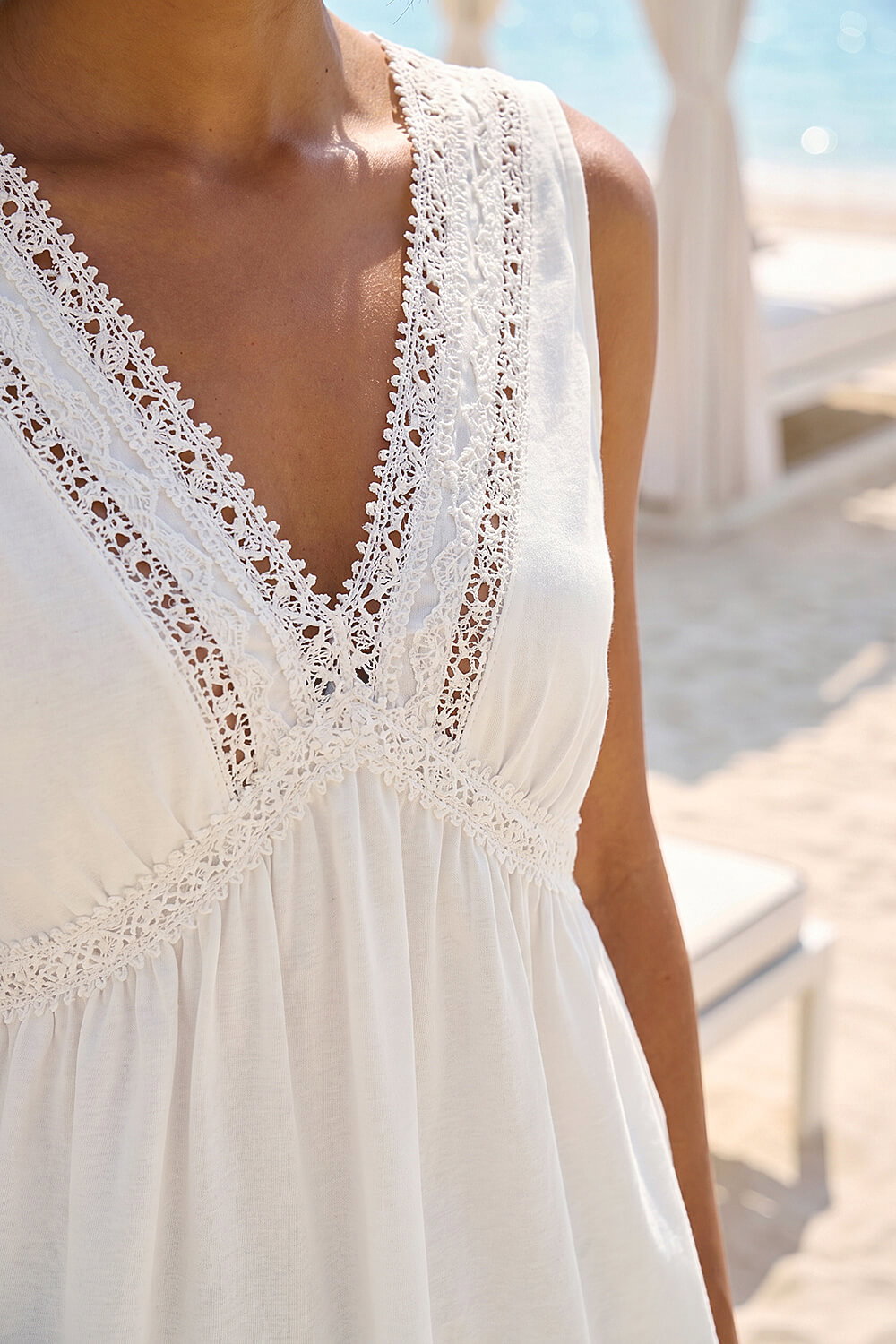 Ivory  Dusk Trim Detail V-Neck Top, Image 5 of 4