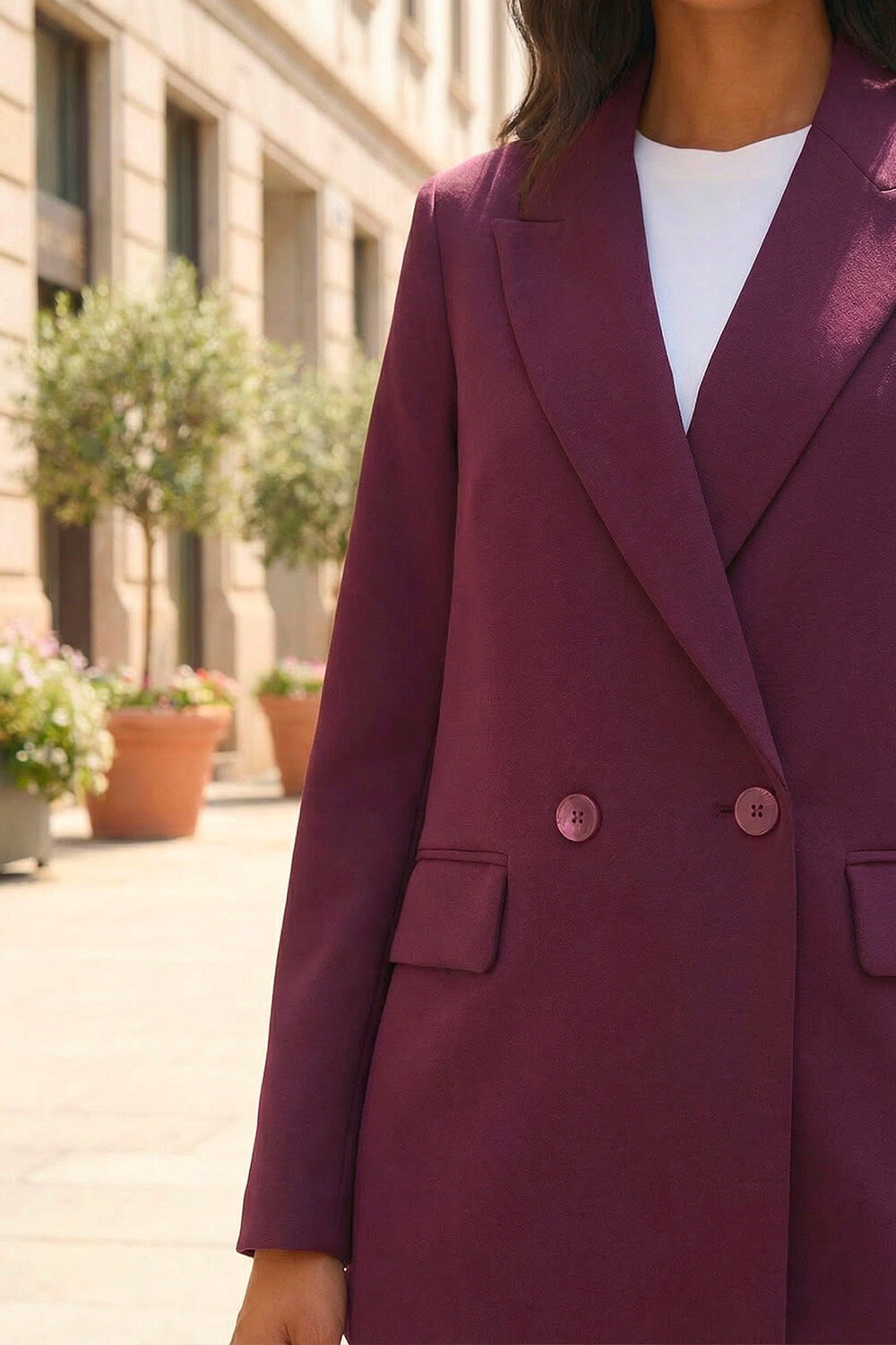 Burgundy Premium Stretch Ponte Blazer, Image 5 of 4
