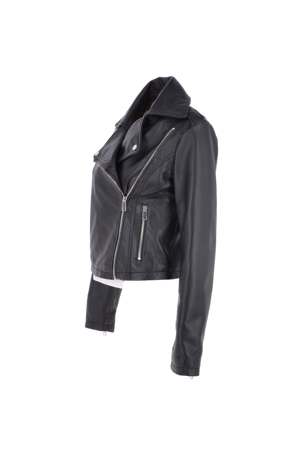 Black Ashwood Leather Black 'Brooklyn' Short Leather Biker Jacket, Image 3 of 5