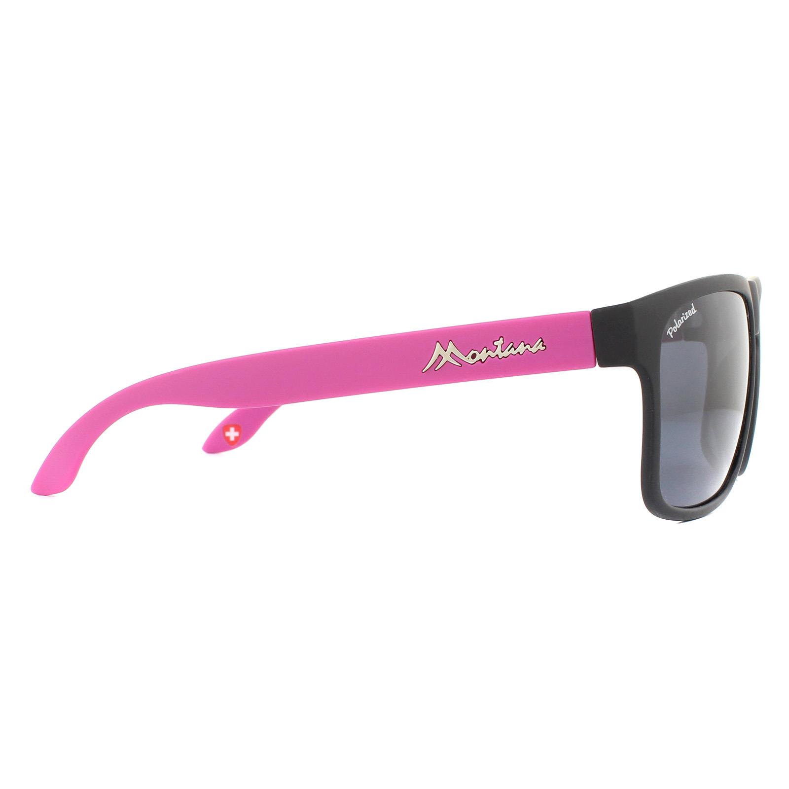 Black Montana Black Rectangle Black with Pink Rubbertouch Black Polarized Sunglasses, Image 4 of 4