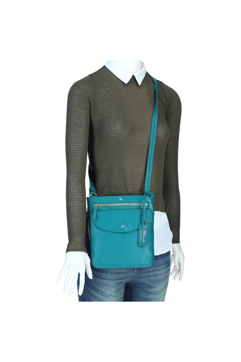 Blue Ashwood Leather Blue 'Five CB' Real Leather Cross Body Bag, Image 5 of 5
