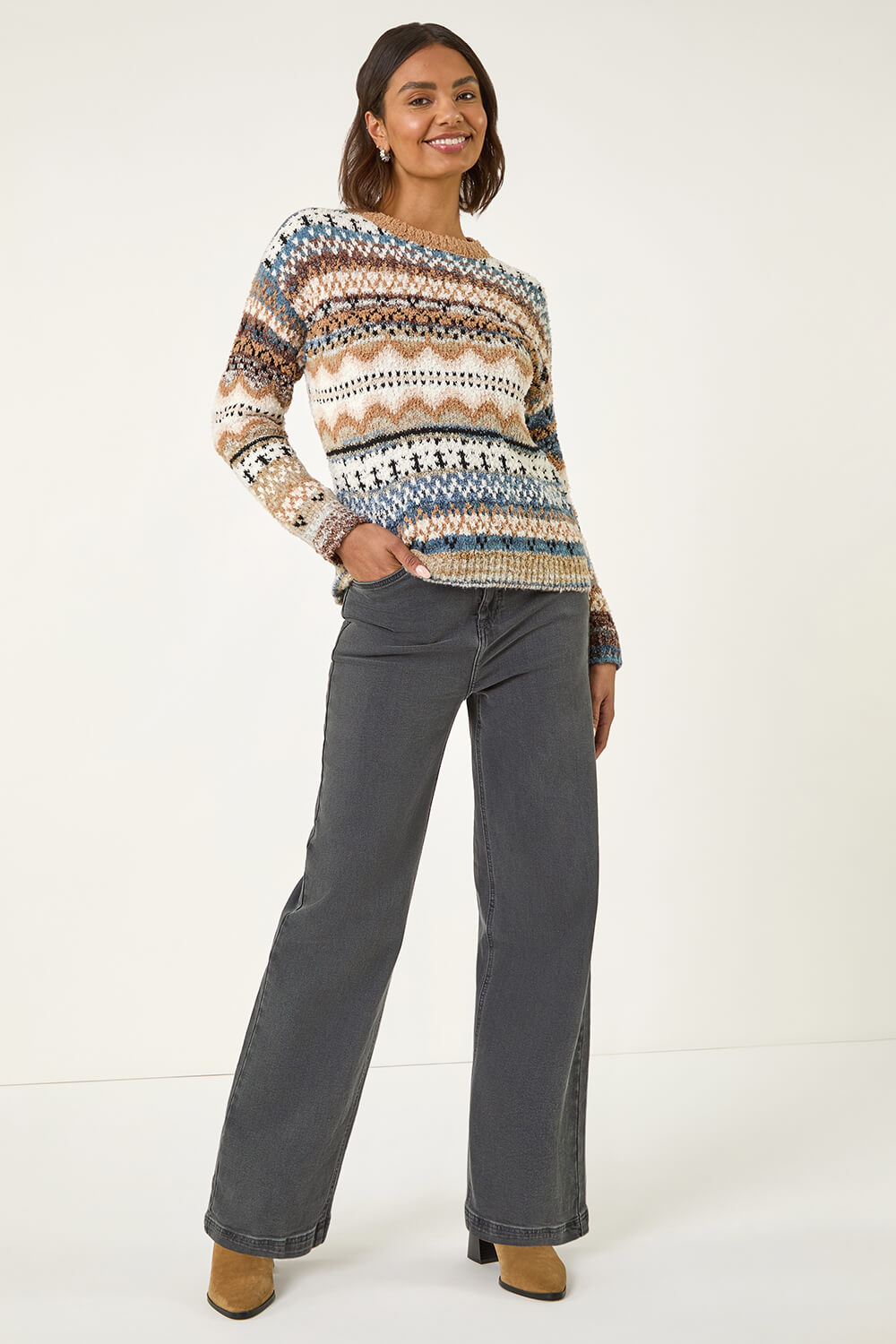 Biscuit Jacquard Soft Knit Jumper, Image 3 of 5
