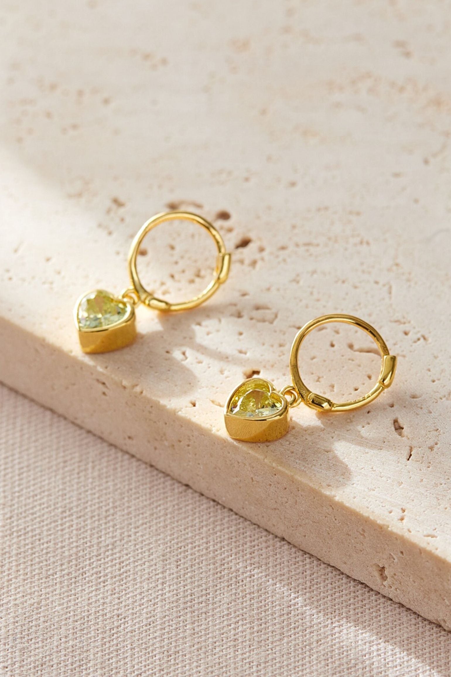 Champagne Gold CZ Heart Huggie Hoops, Image 1 of 2