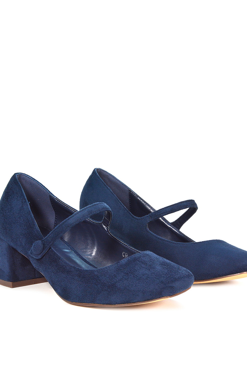 Navy XY LONDON Navy 'Leneka' Mary Jane Low Block Heel Court Shoes, Image 6 of 6