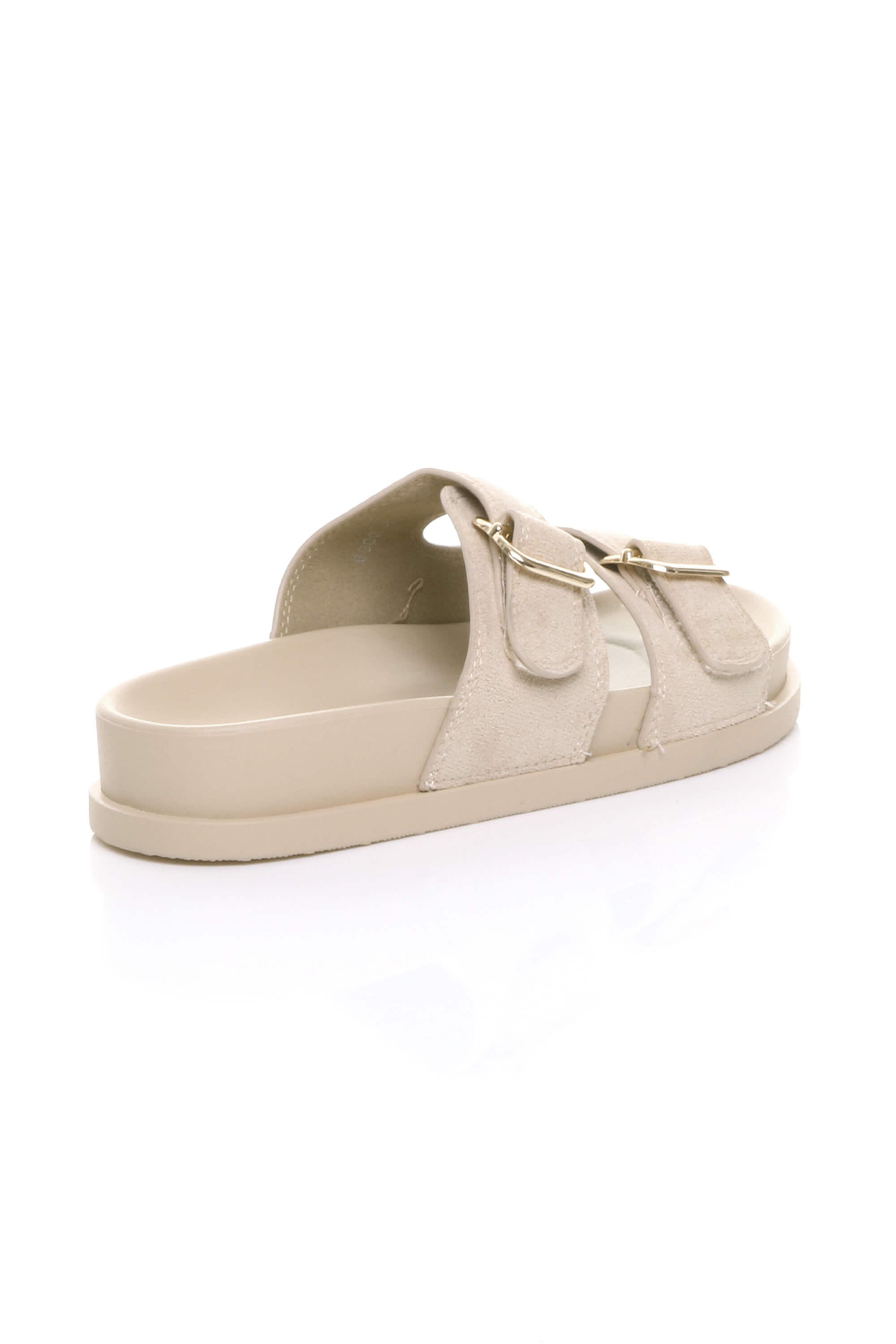 Beige AJVANI Beige Flatform Double Buckle Footbed Sandals, Image 4 of 4