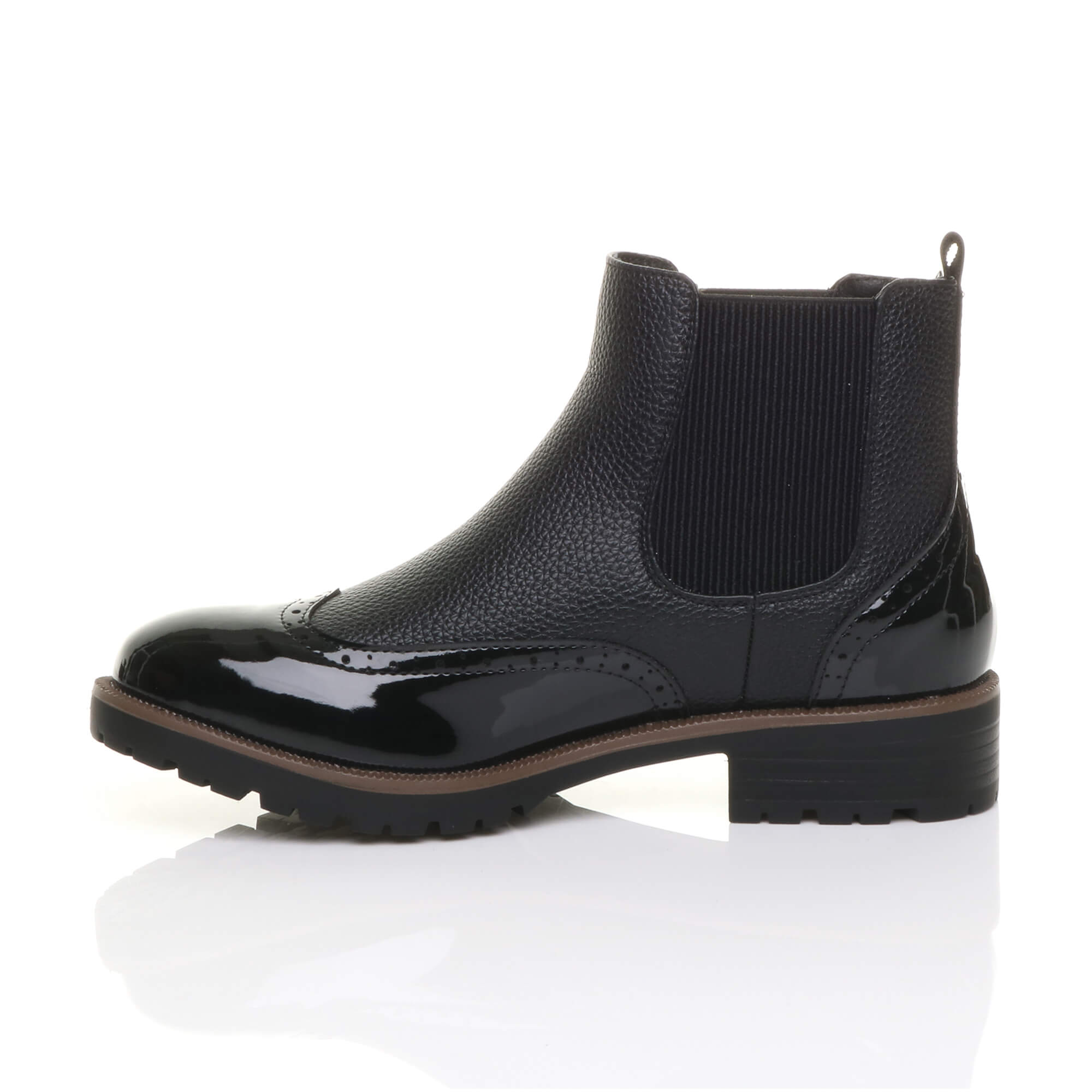 Black AJVANI Black Slip On Brogue Chelsea Ankle Boots, Image 3 of 6