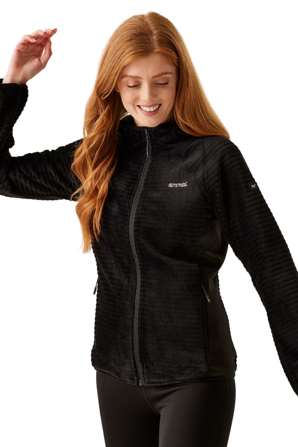 Black Endra Hooded Fleece Jacket, Image 4 of 4