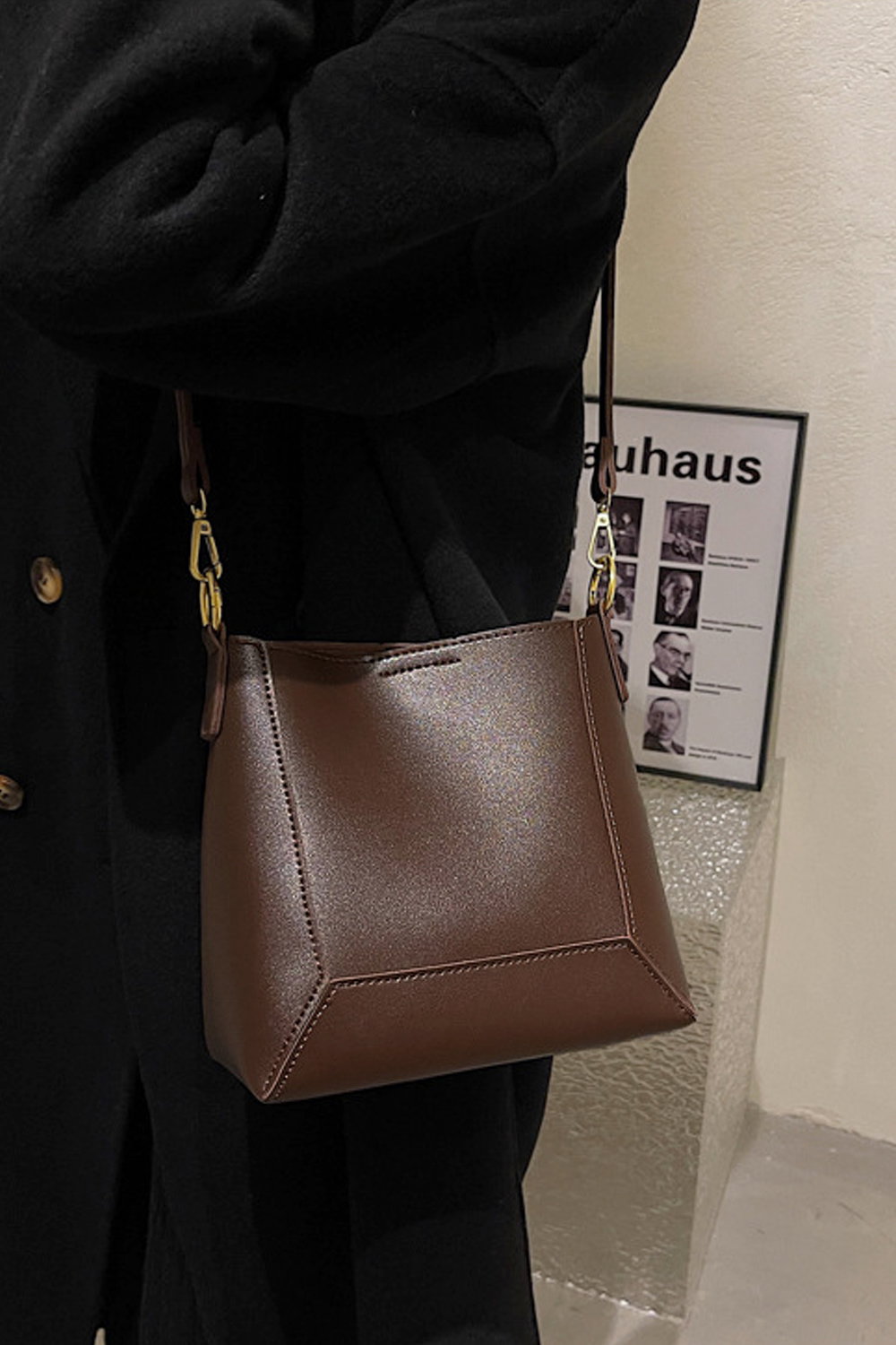 Brown 'Rhiannanon' Faux Leather Shoulder Tote Bag With Adjustable Strap, Image 2 of 7