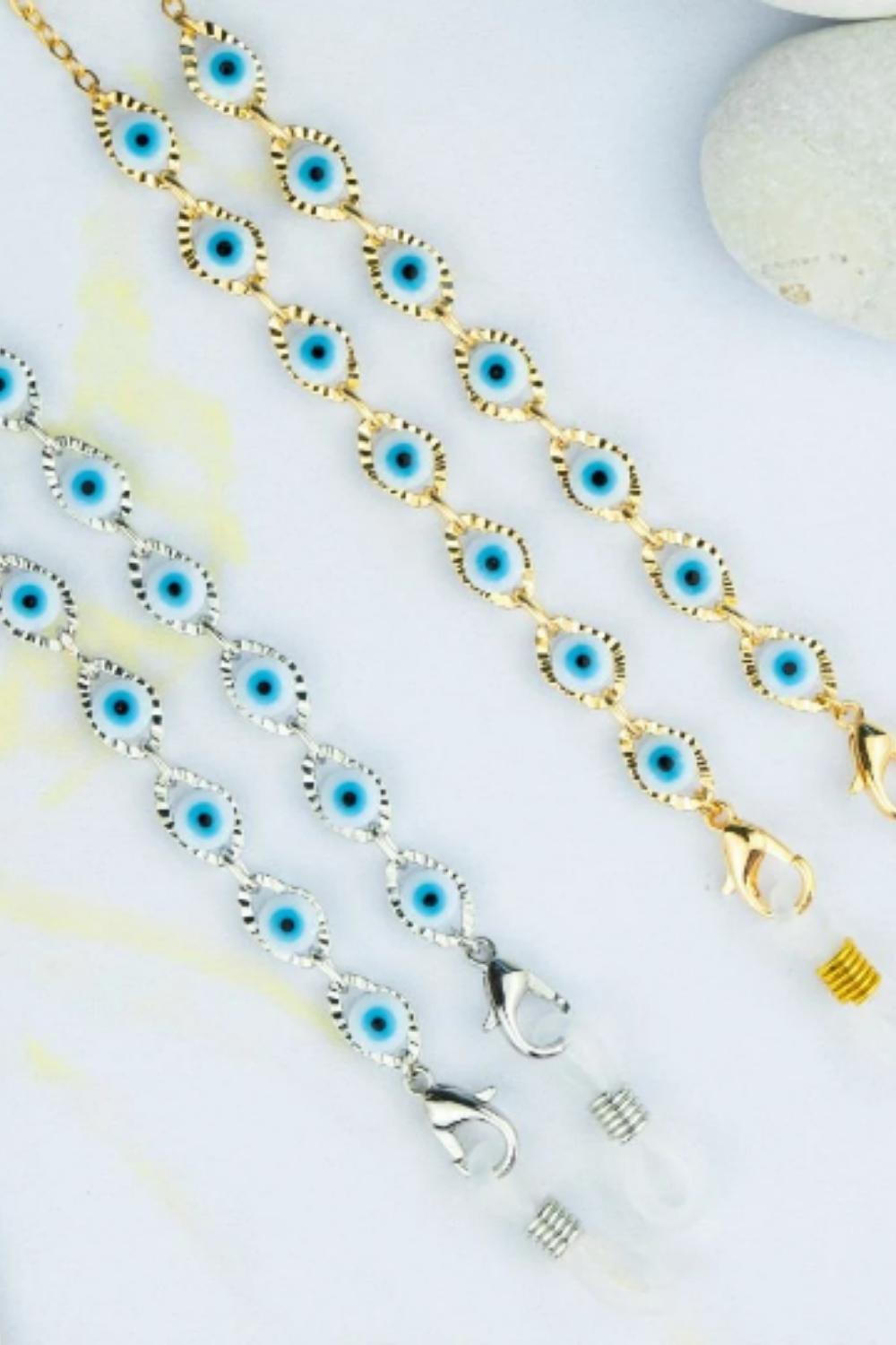 Silver Evil Eye Sunglass Chain Lanyard, Image 2 of 2