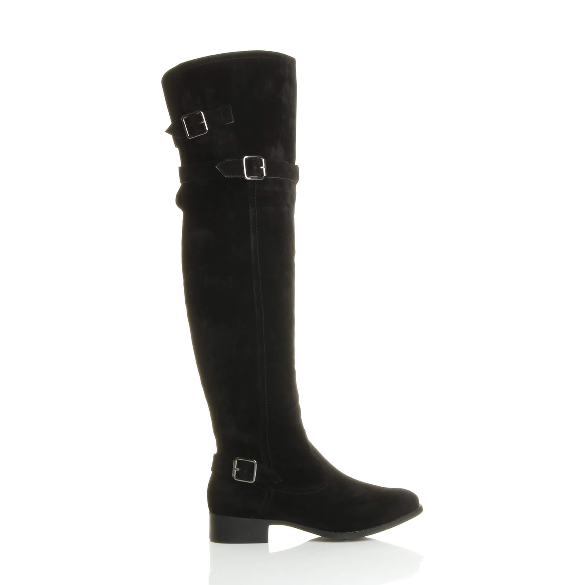 Black Low Heel Riding Over The Knee Boots, Image 2 of 8
