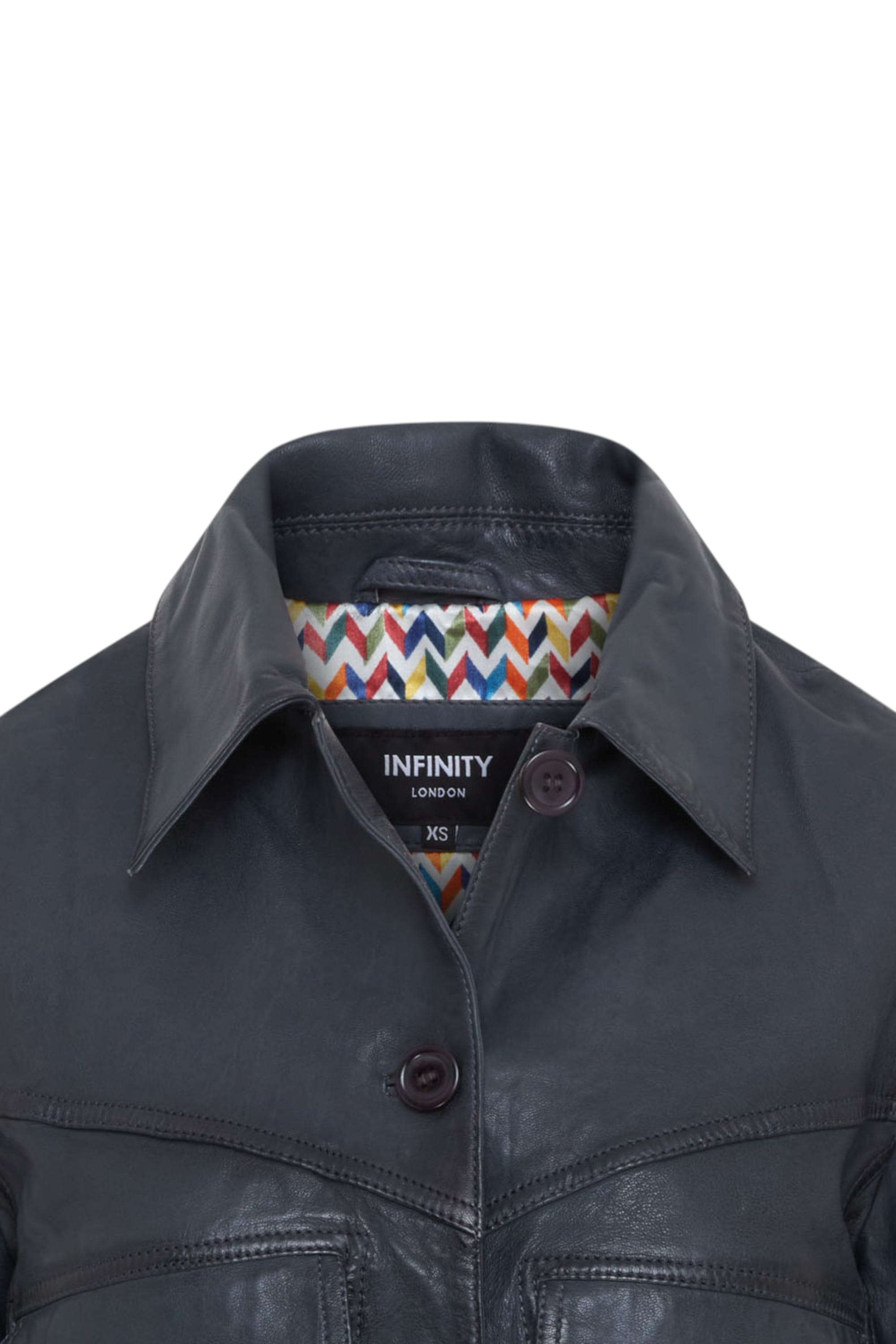 Navy Retro Biker Leather Jacket - Kopervik, Image 5 of 6