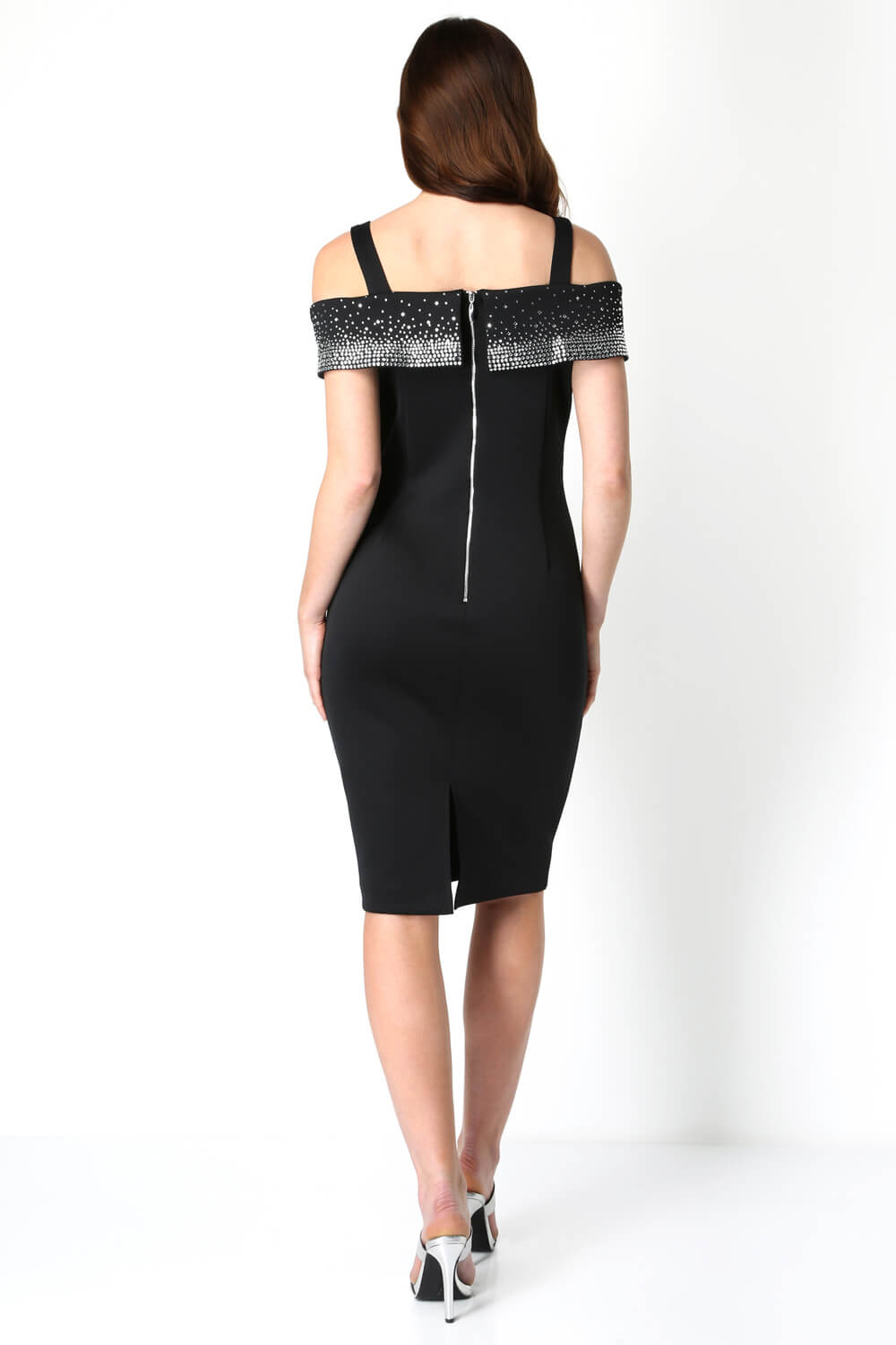 Black Hotfix Cold Shoulder Dress, Image 3 of 4