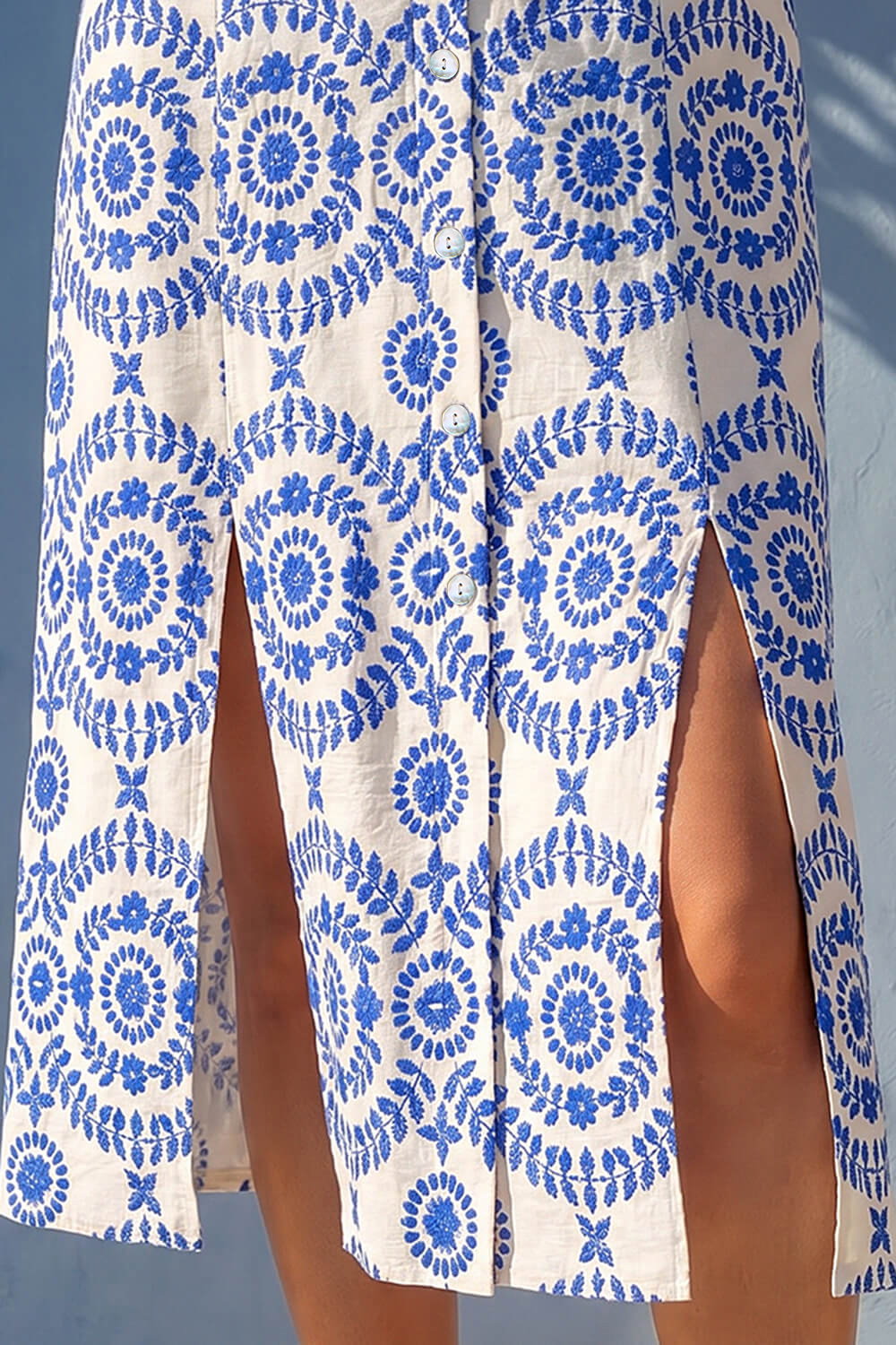 Blue Petite Button Down Midi Dress, Image 5 of 4