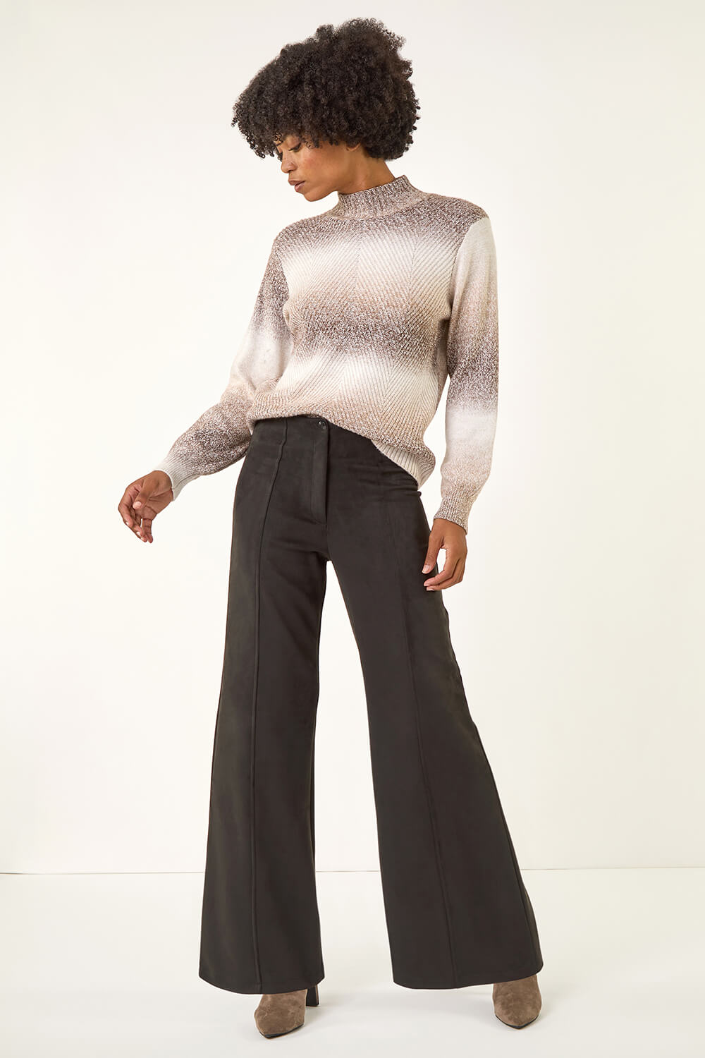 Black Soft Faux Suede Trousers, Image 4 of 5