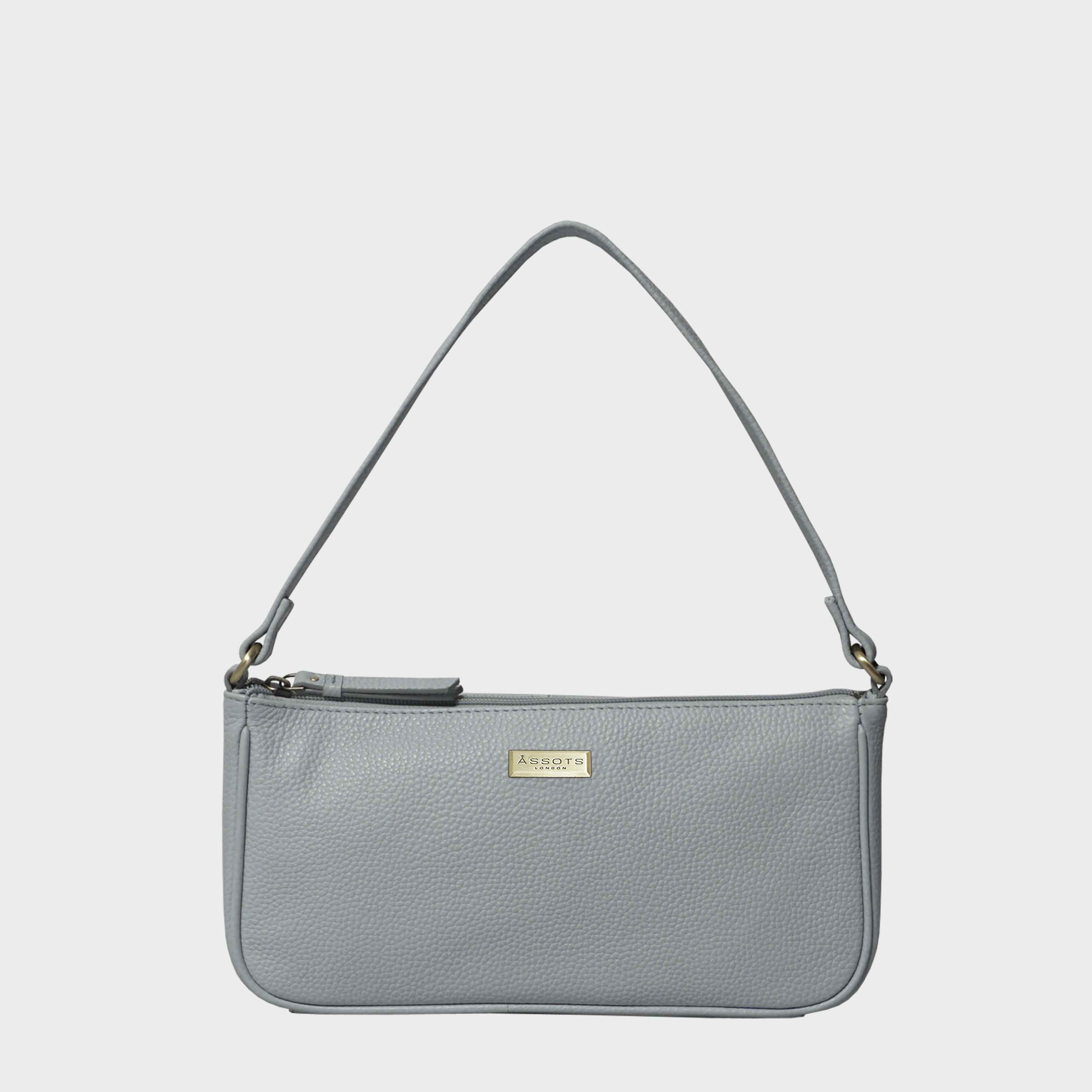 Light Blue 'ZERA' Real Leather Baguette Shoulder Bag, Image 1 of 6