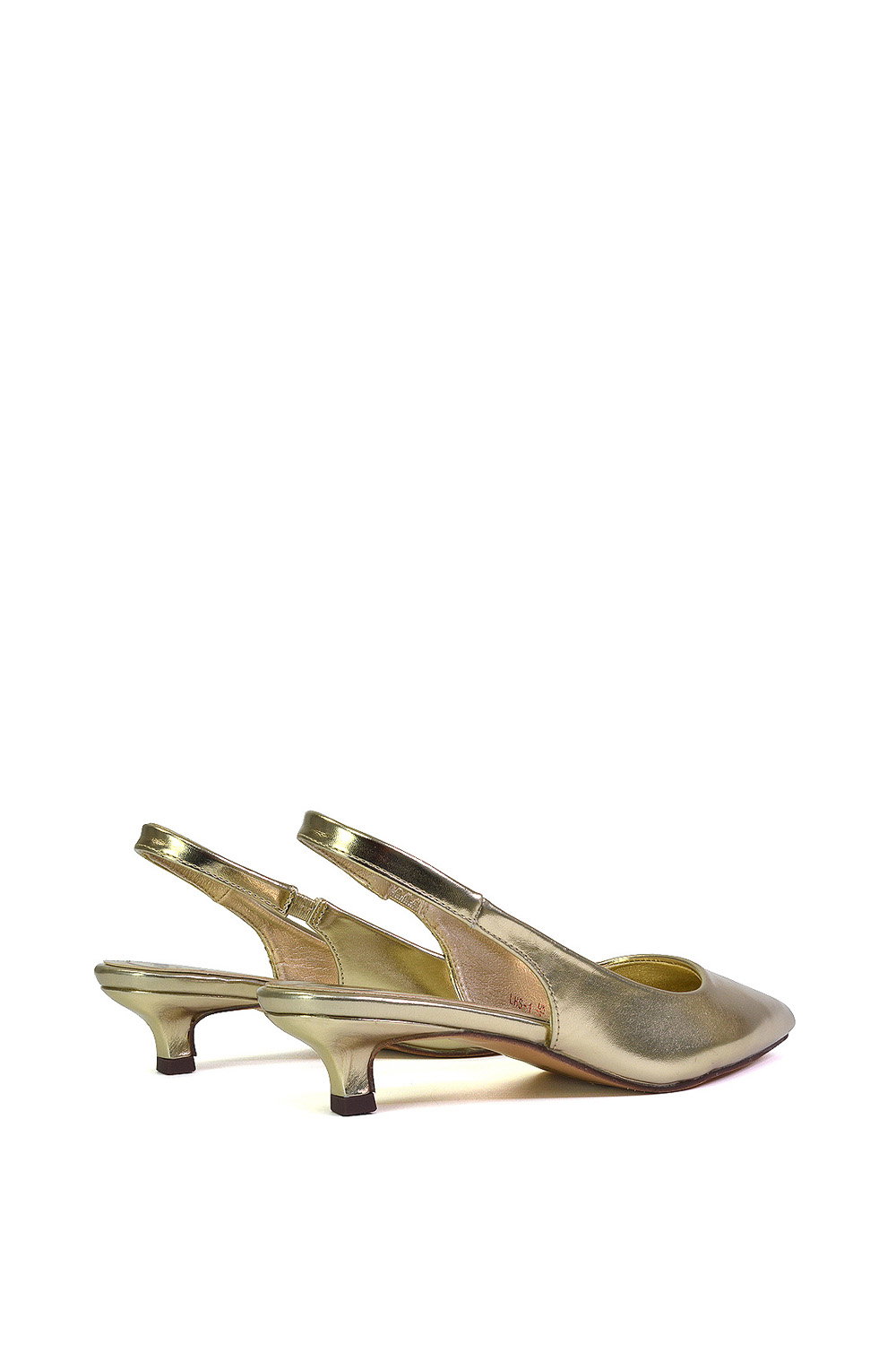 Gold XY LONDON Gold 'Avalone' Pointed Toe Sling Back Kitten Heel Sandals, Image 5 of 5