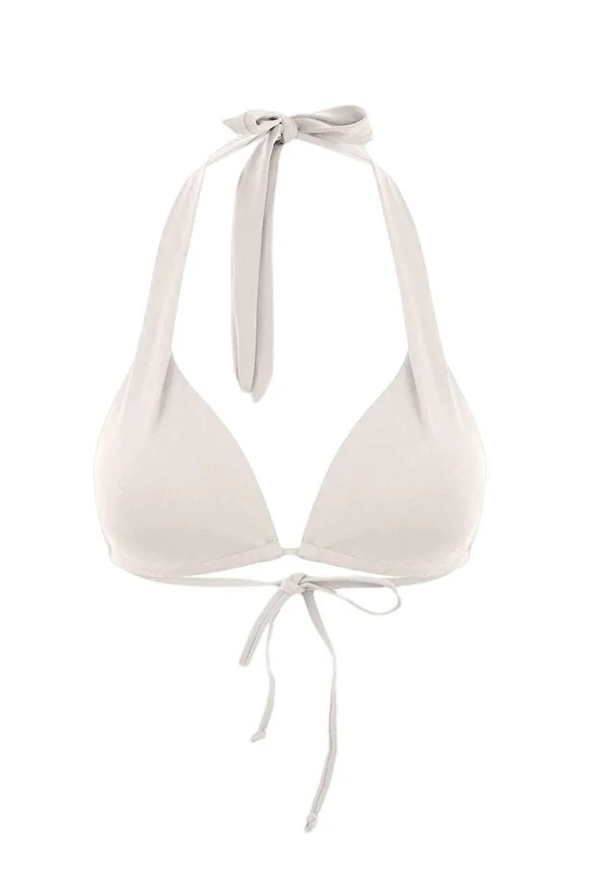 White Tunnel Detail Halterneck Triangle Bikini Top, Image 2 of 5
