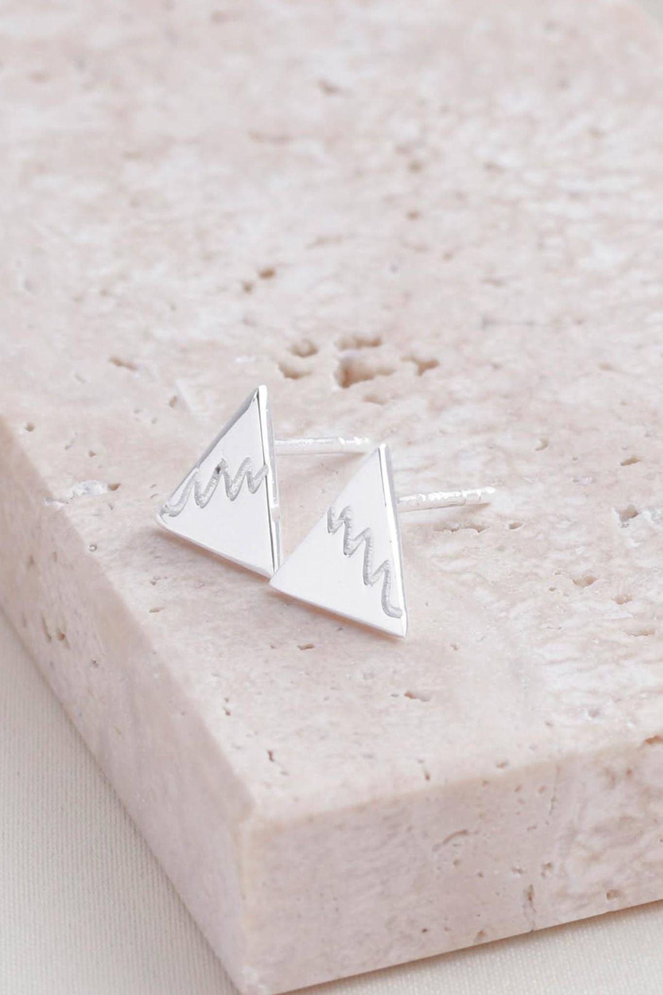 Silver Sterling Silver Mountain Studs, Image 3 of 3
