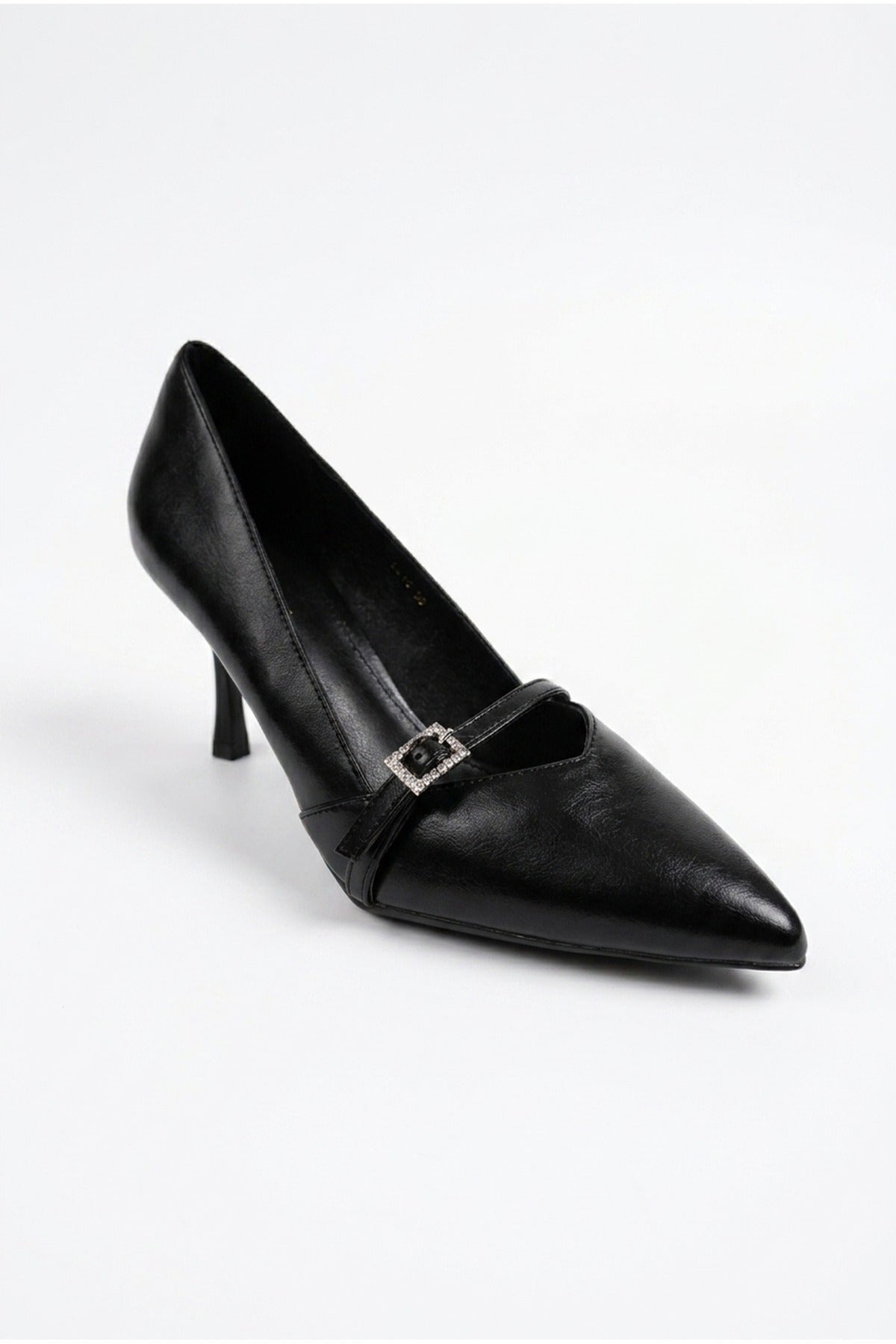 Black iKrush Black Theia Pointed Toe Embellished Strap Shoes, Image 2 of 5