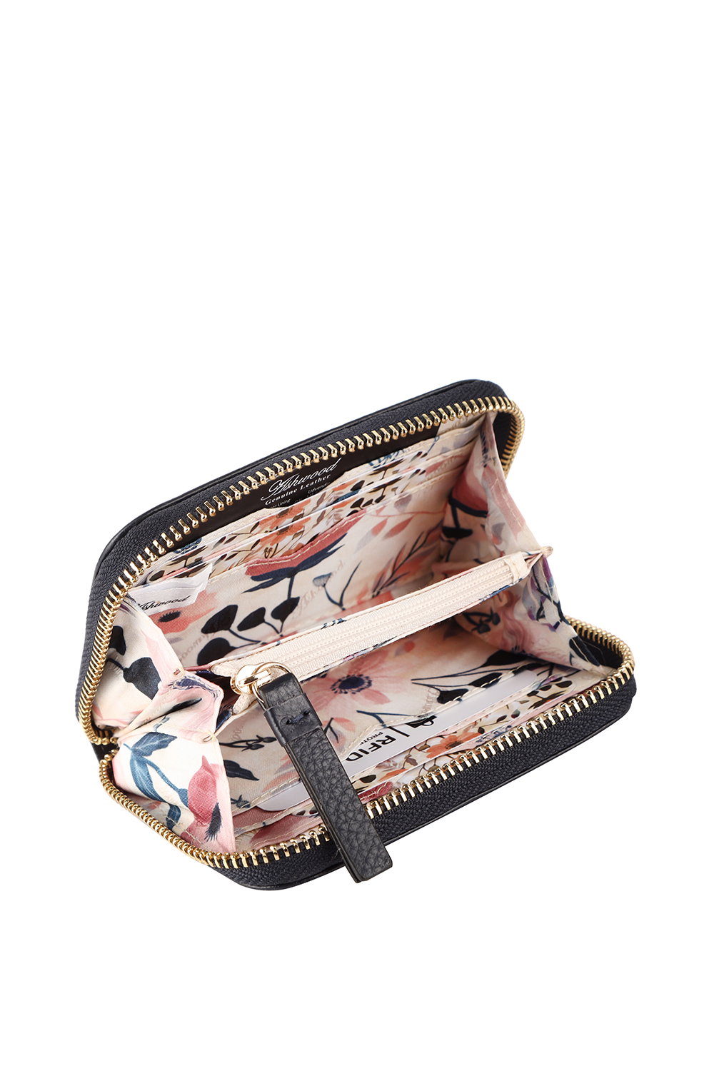 Navy 'Mini X' RFID Protected Real Leather Purse, Image 4 of 4