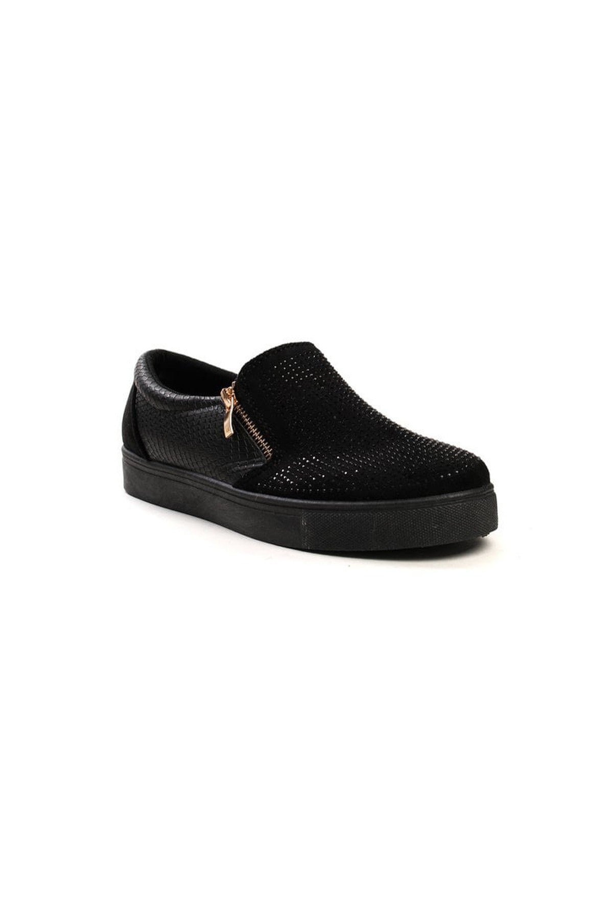 Black Leah Crystal Suede Zip Pumps Trainers, Image 4 of 6