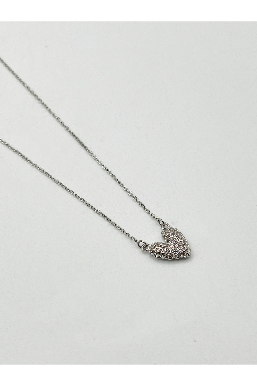 Silver Diamante Heart Pendant Necklace, Image 2 of 6