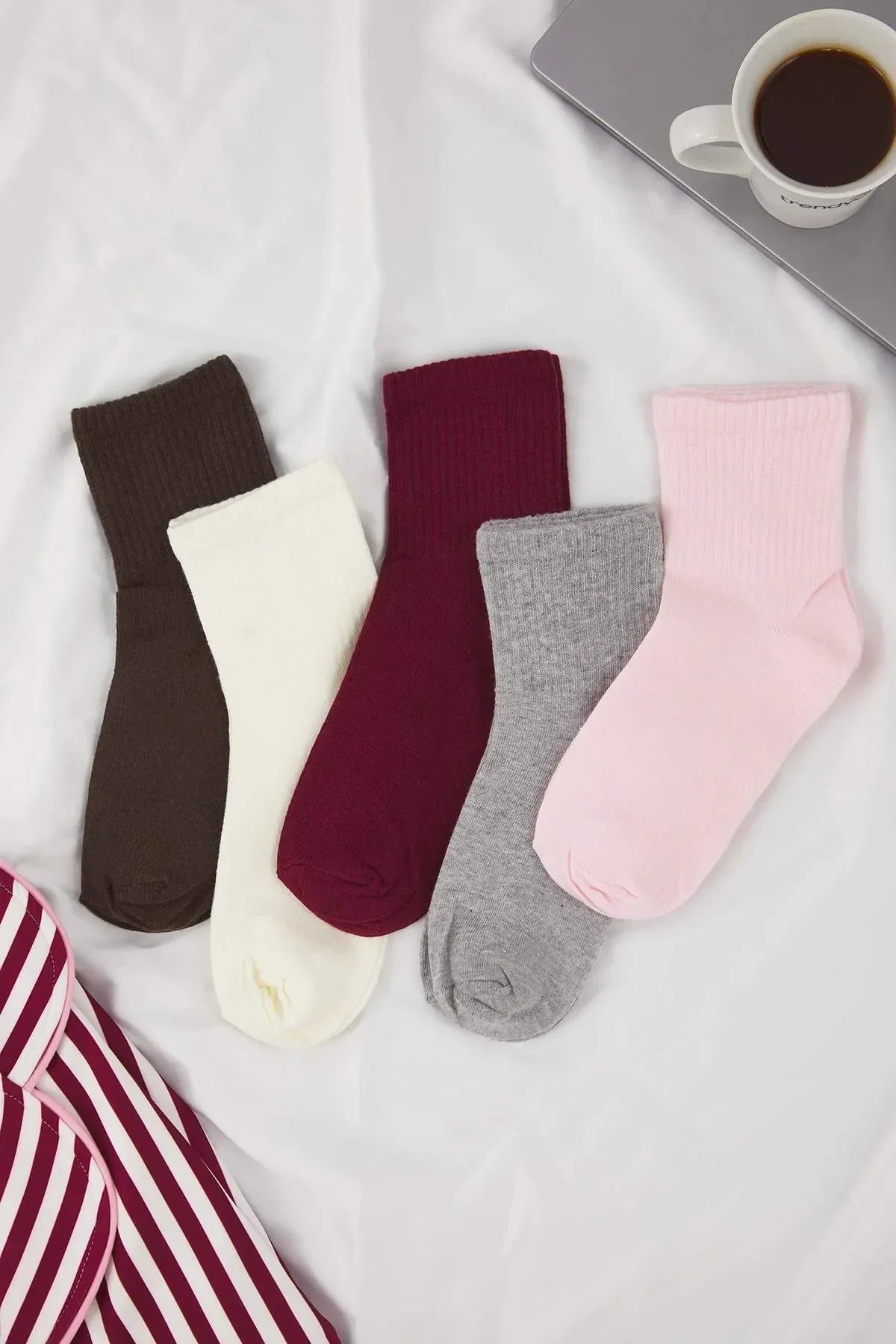 Multi 5 Pack Cotton Knit Crew Socks, Image 1 of 2