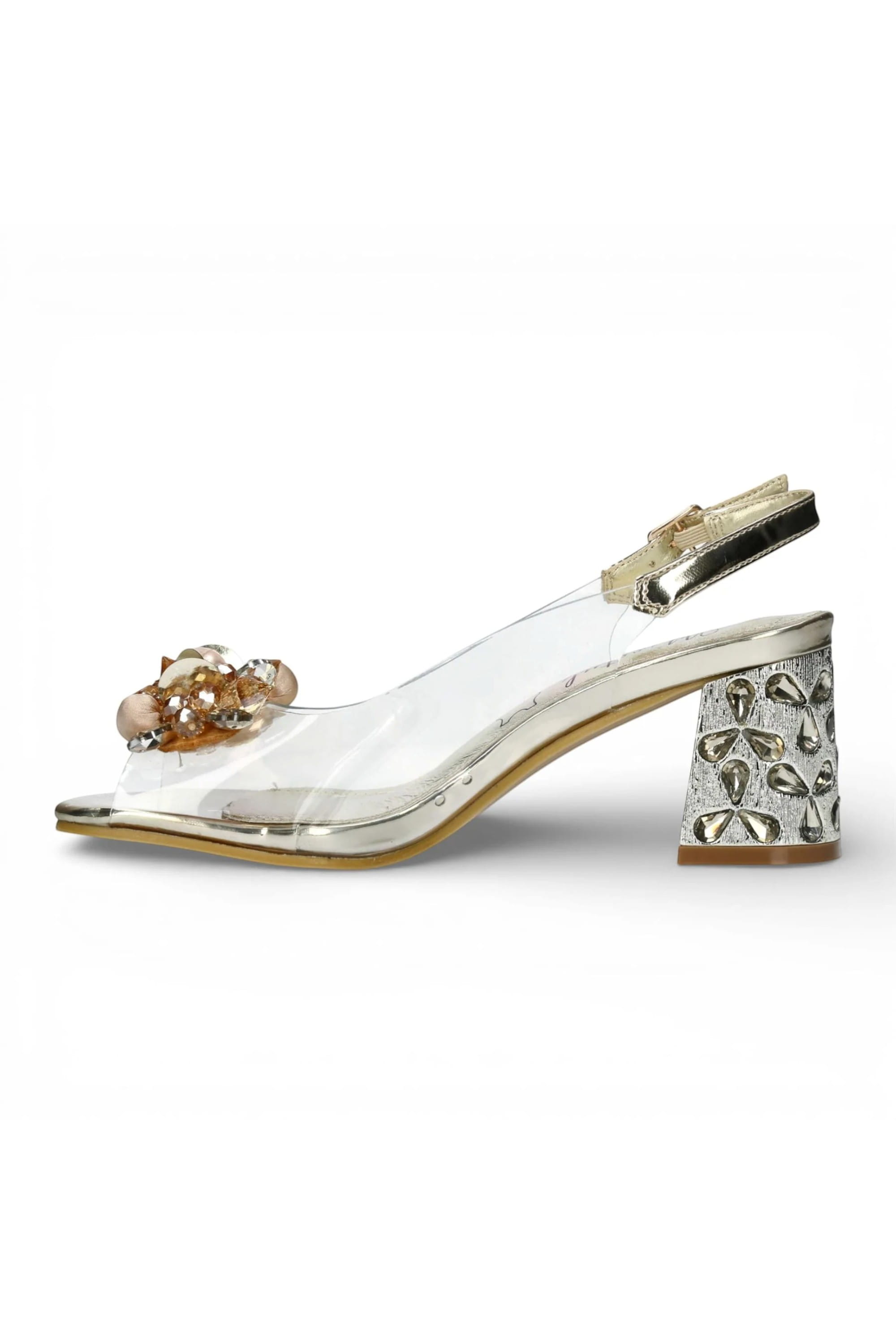 Gold Womens Block Heel Sandals - Marlene 12, Image 5 of 7