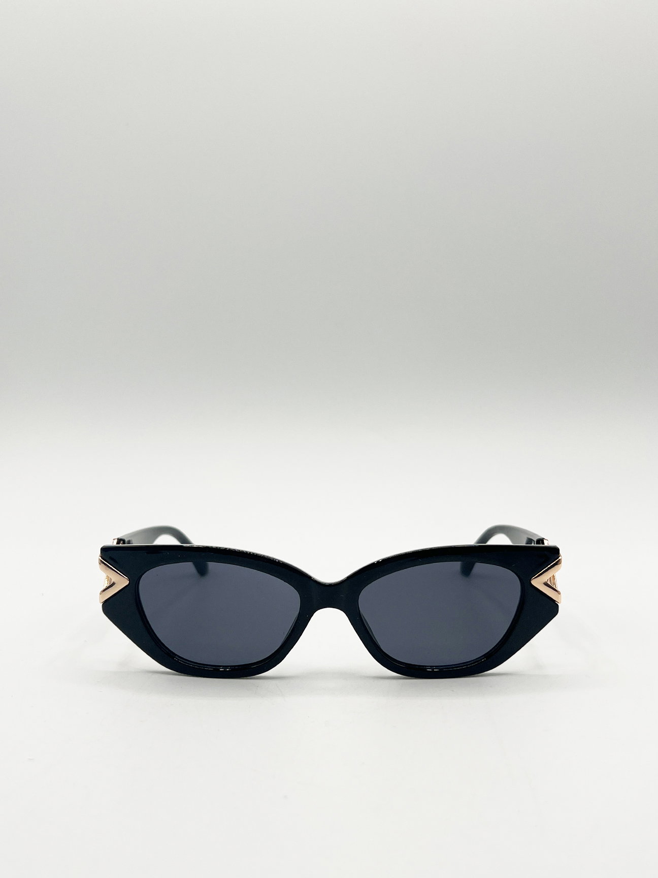 Black Cat-Eye Sunglasses with Side Detail, Image 2 of 5