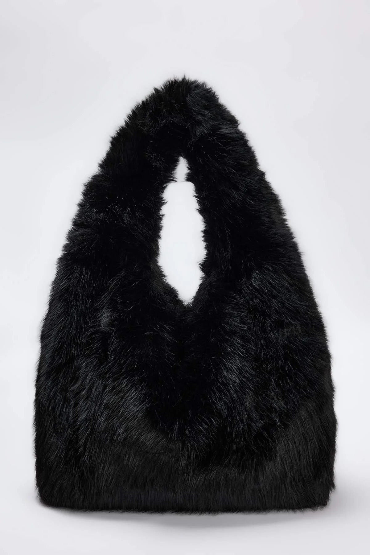 Black WOVCOR Black Faux Fur Slouchy Grab Bag, Image 1 of 3