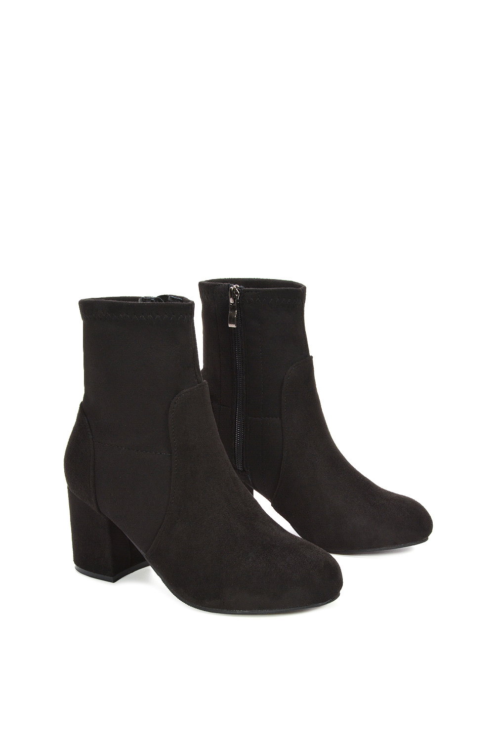 Black XY LONDON Black 'Rogue' Mid Block Heeled Ankle Booties, Image 5 of 6