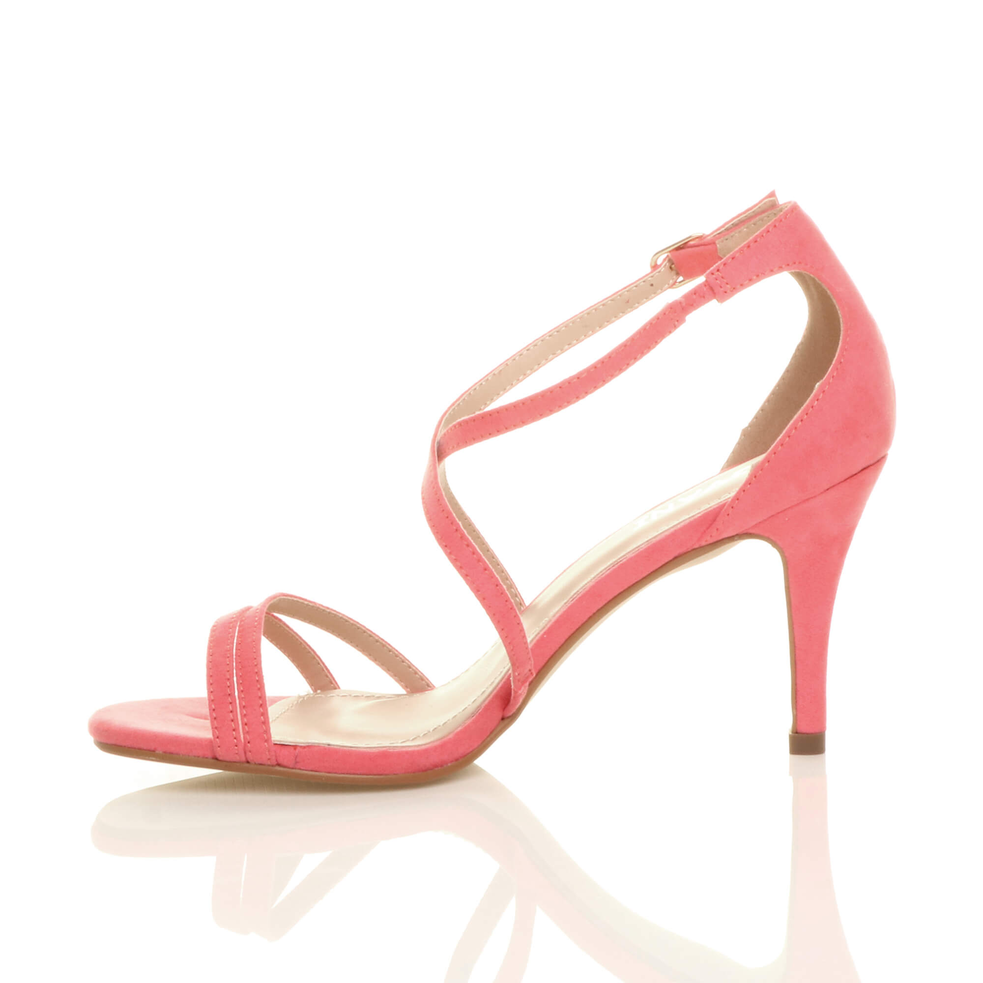 Coral AJVANI Coral High Heel Crossed Straps Buckle Strappy Sandals, Image 3 of 6