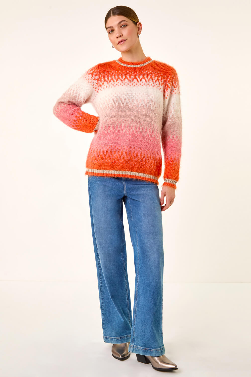 Orange Ombre Tinsel Knit Jumper, Image 4 of 5