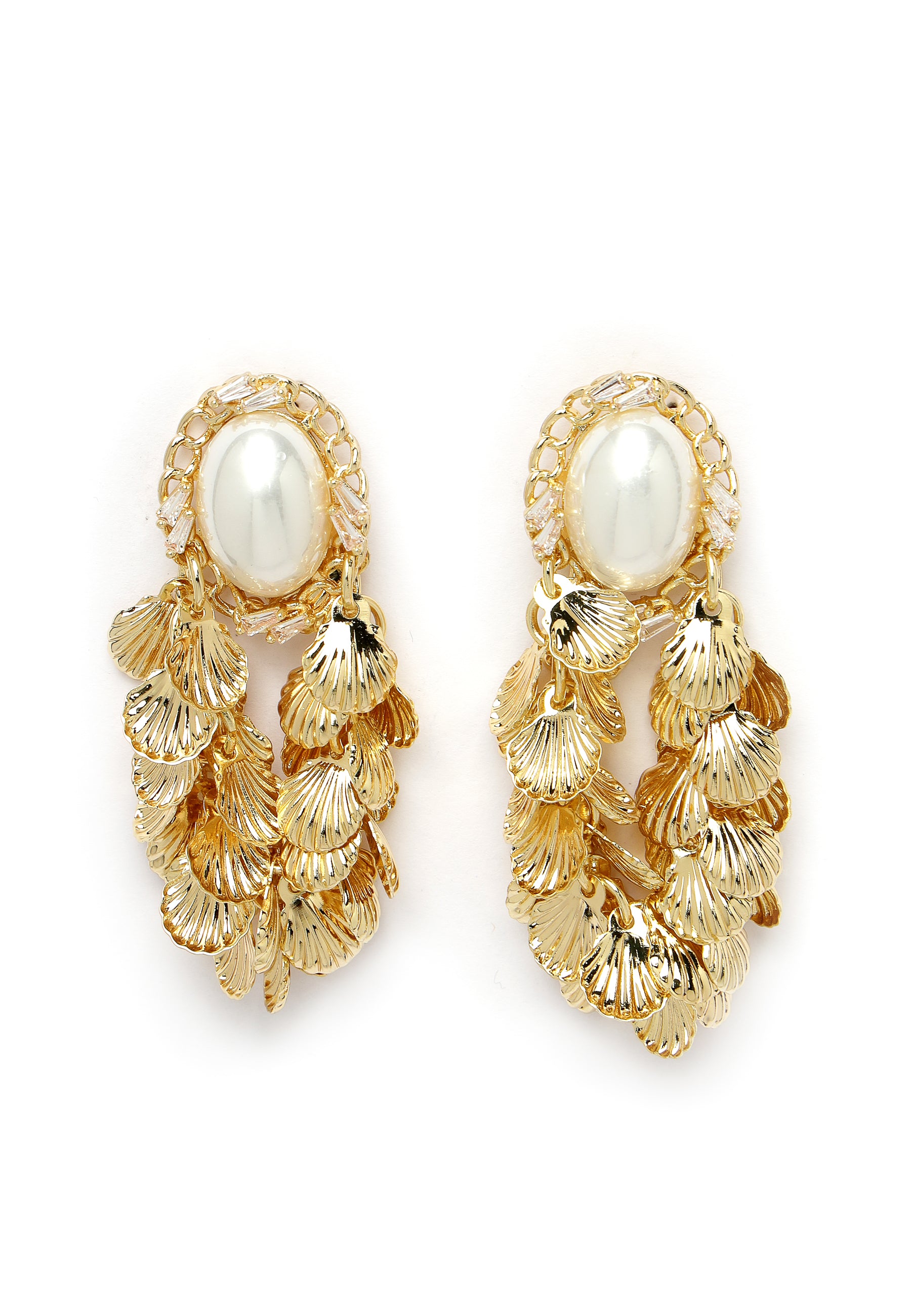 Metallic Silver-Coloured Beaded Earrings