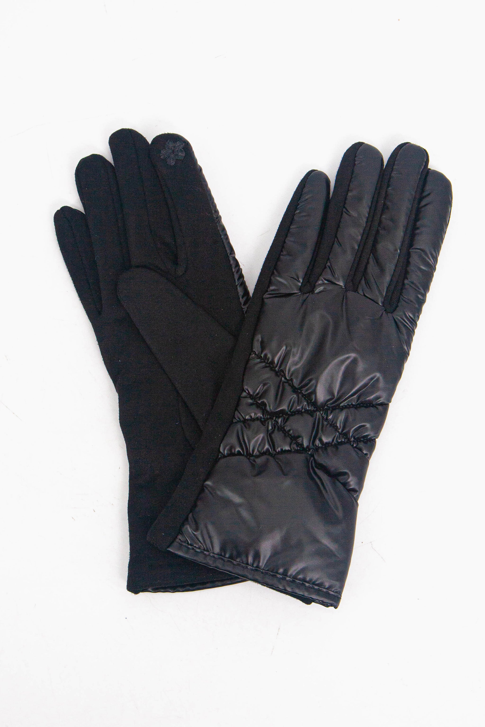 Black Metallic Touch Screen Winter Gloves, Image 2 of 4