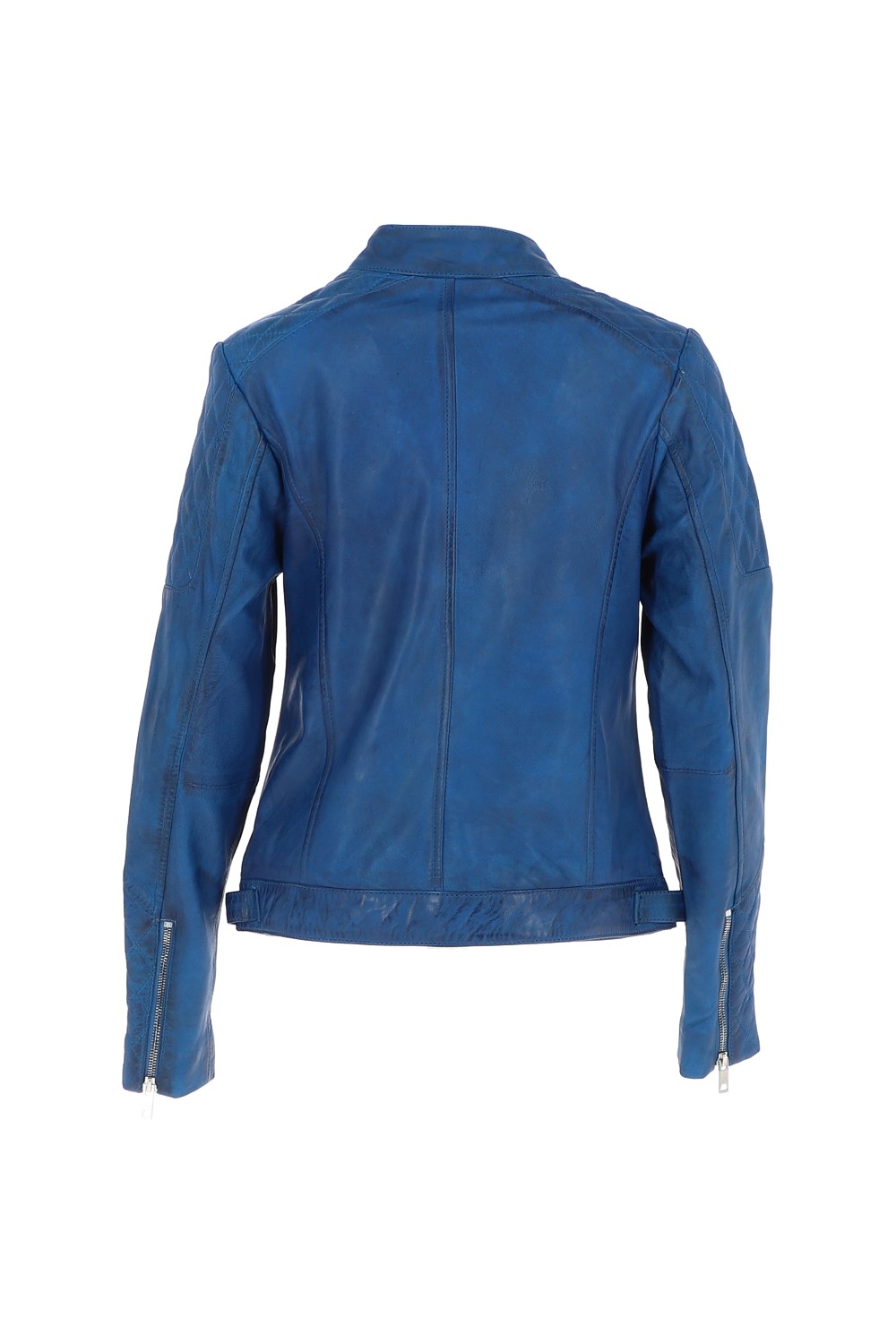 Blue 'Kore' Real Leather Biker Jacket, Image 4 of 5